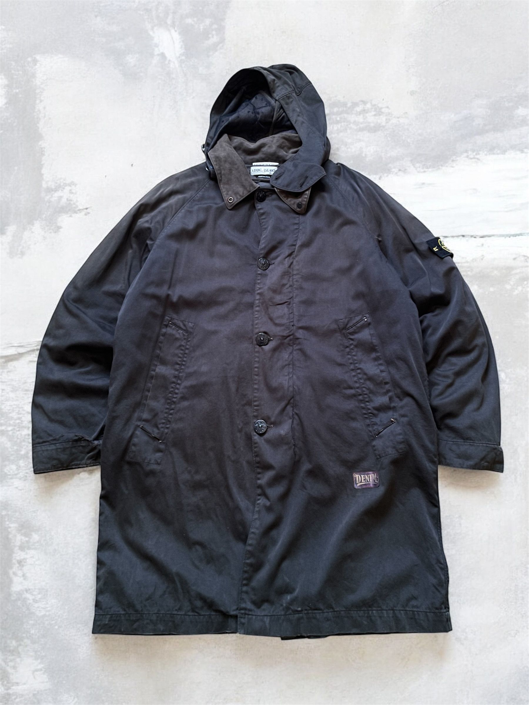 Vintage Stone Island Raso Gommato Trench Parka Hooded Jacket