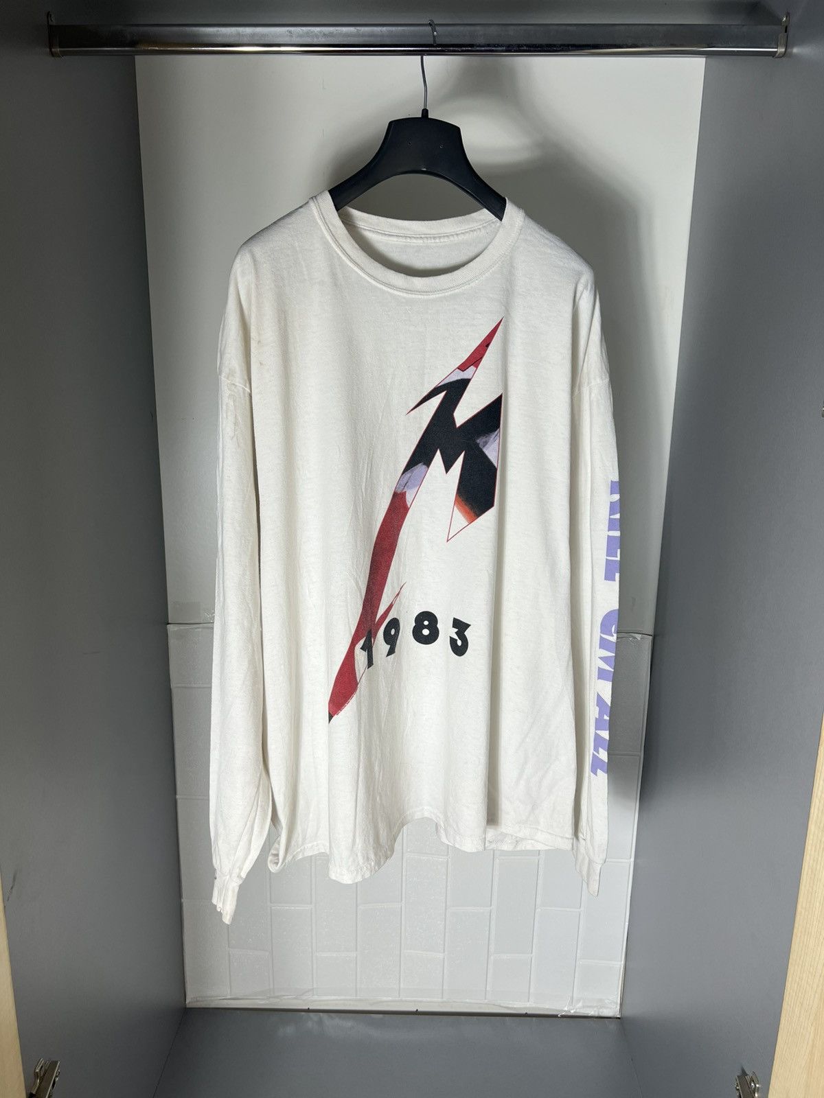 Band Tees × Vintage VERY RARE METALLICA LONG SLEEVE WORLD TOUR 1983 ROCK T-SHIRT Size US XXL / EU 58 / 5 - 1 Thumbnail
