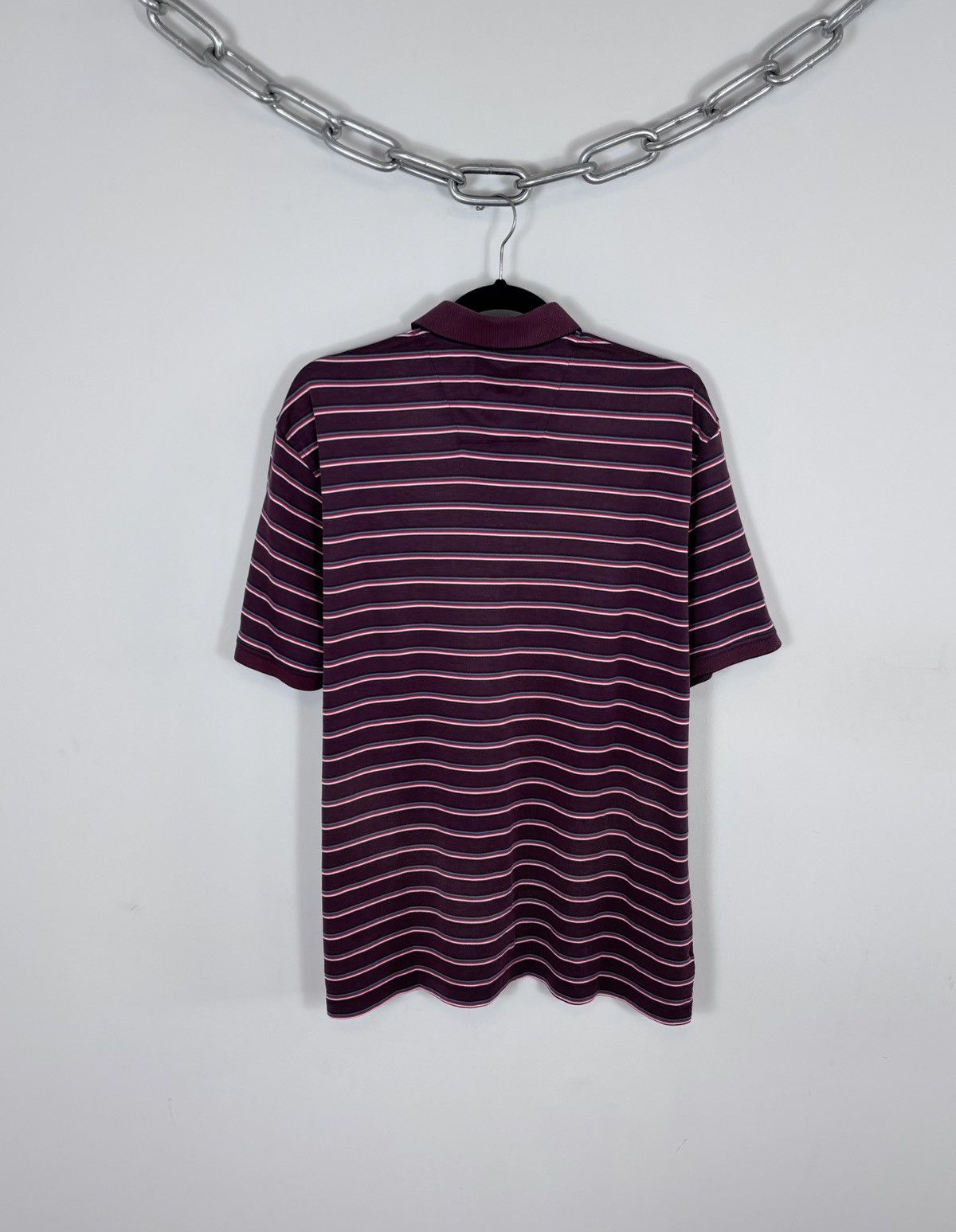 Paul Smith Paul Smith Men’s Burgundy Striped Short Sleeve Polo Shirt Size US XL / EU 56 / 4 - 13 Thumbnail