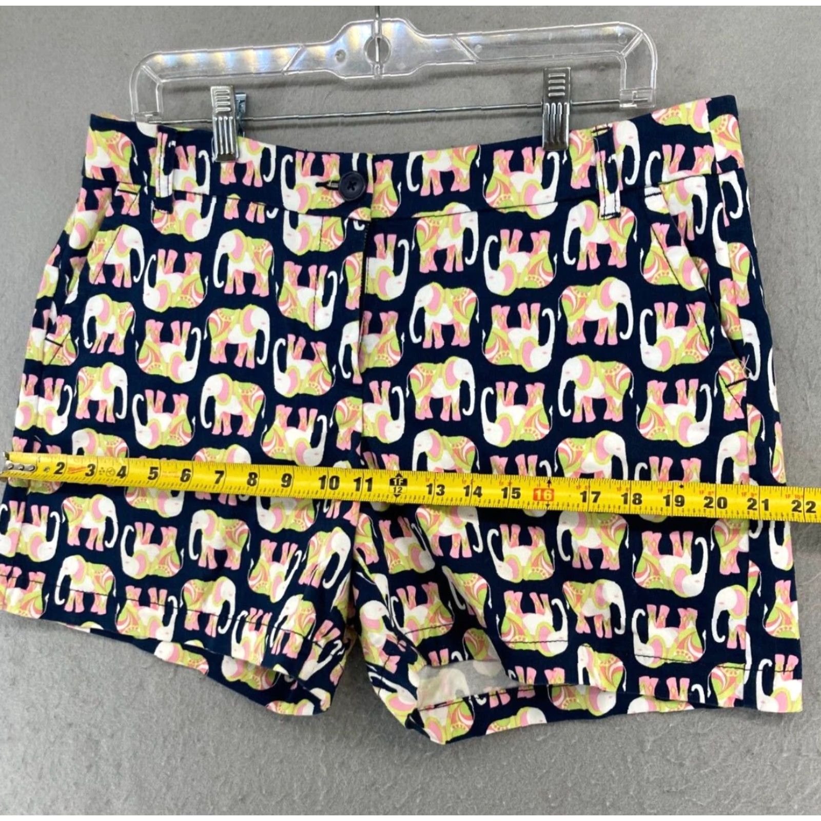 Vintage Crown & Ivy Women's Chino Shorts 10 Blue Geometric Pockets Casual Size 32" / US 10 / IT 46 - 3 Thumbnail