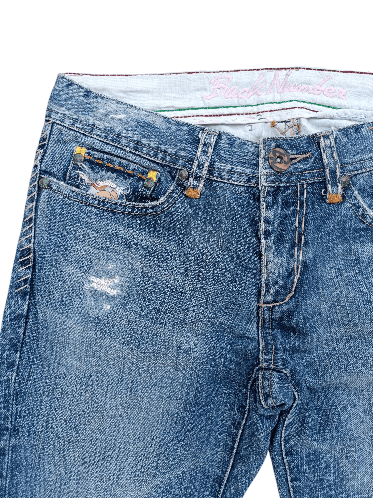 Japanese Brand FLARED ⚡️ Back Number Floral Distressed Faded Bootcut Denim Size US 30 / EU 46 - 10 Thumbnail