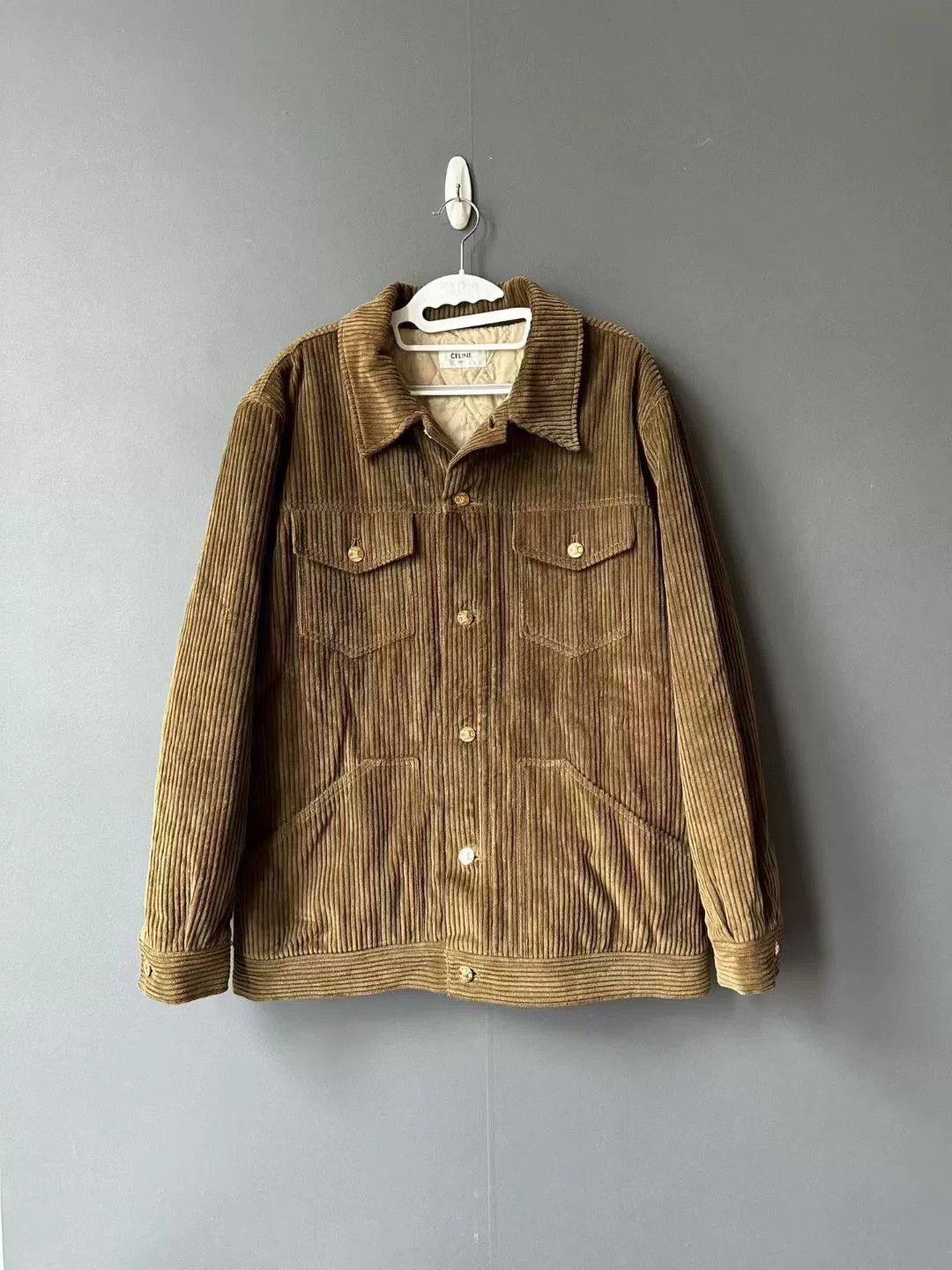 Celine Celine Corduroy Gold Button Coat Size US L / EU 52-54 / 3 - 1 Thumbnail