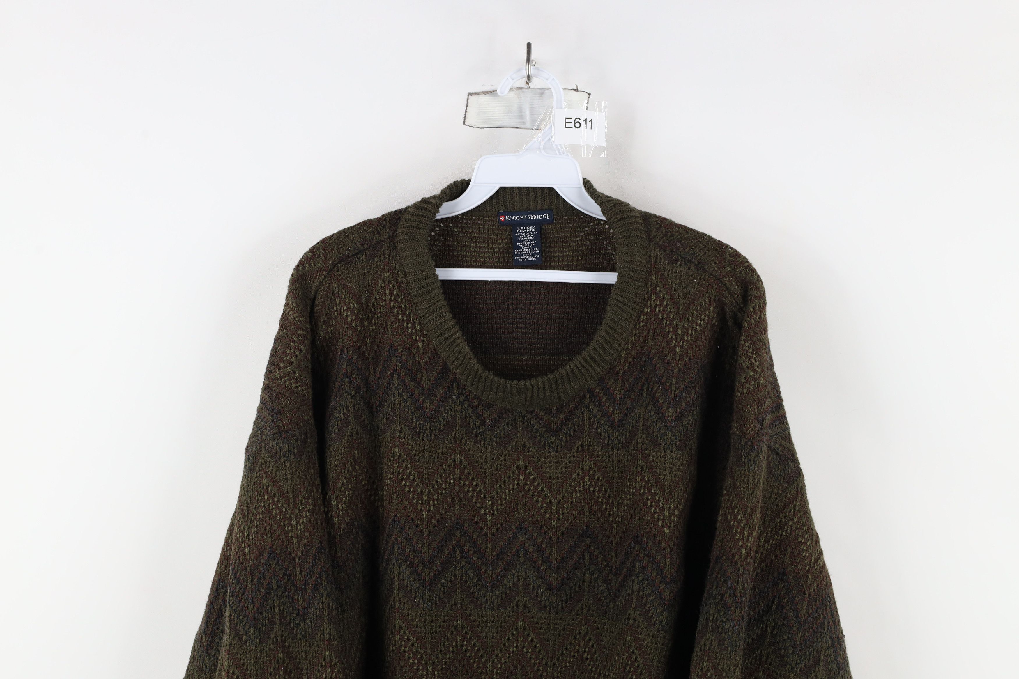 Vintage Vintage 90s Coogi Style Herringbone Wool Blend Knit Sweater Size US L / EU 52-54 / 3 - 2 Thumbnail