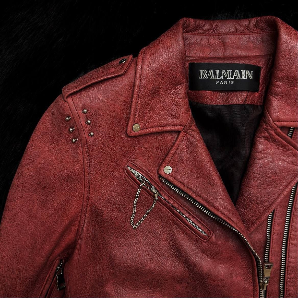 Balmain SS11 Balmain by Christopher Decarnin Pins Red Leather Jacket Size US M / EU 48-50 / 2 - 2 Thumbnail