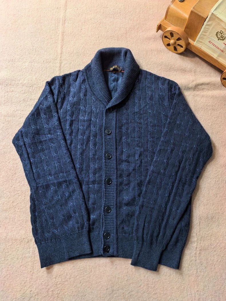Loro Piana LORO PIANA Tulip blue fruit collar cashmere sweater Size US XL / EU 56 / 4 - 1 Thumbnail