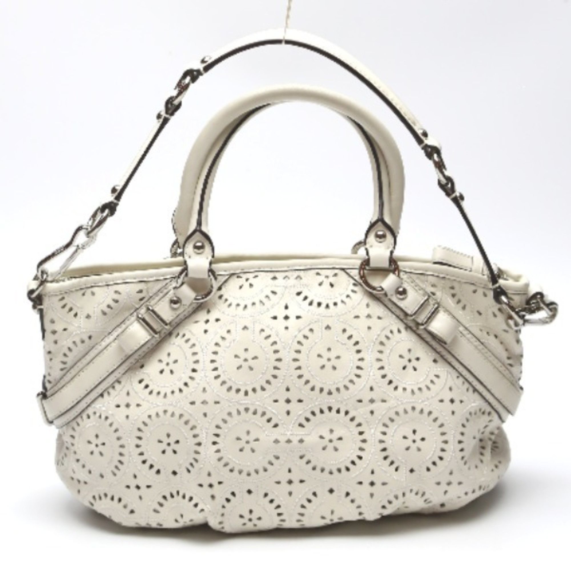 image of Coach Madison Punching 2Way Leather Cut Op Art Sophia Shirakawa 16997 Coach White Handbag, Women's