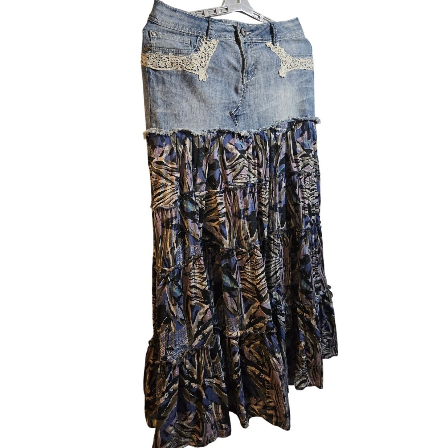 Other Hot Kiss Denim Boho Maxi Skirt Size 10 Size 32" / US 10 / IT 46 - 2 Thumbnail