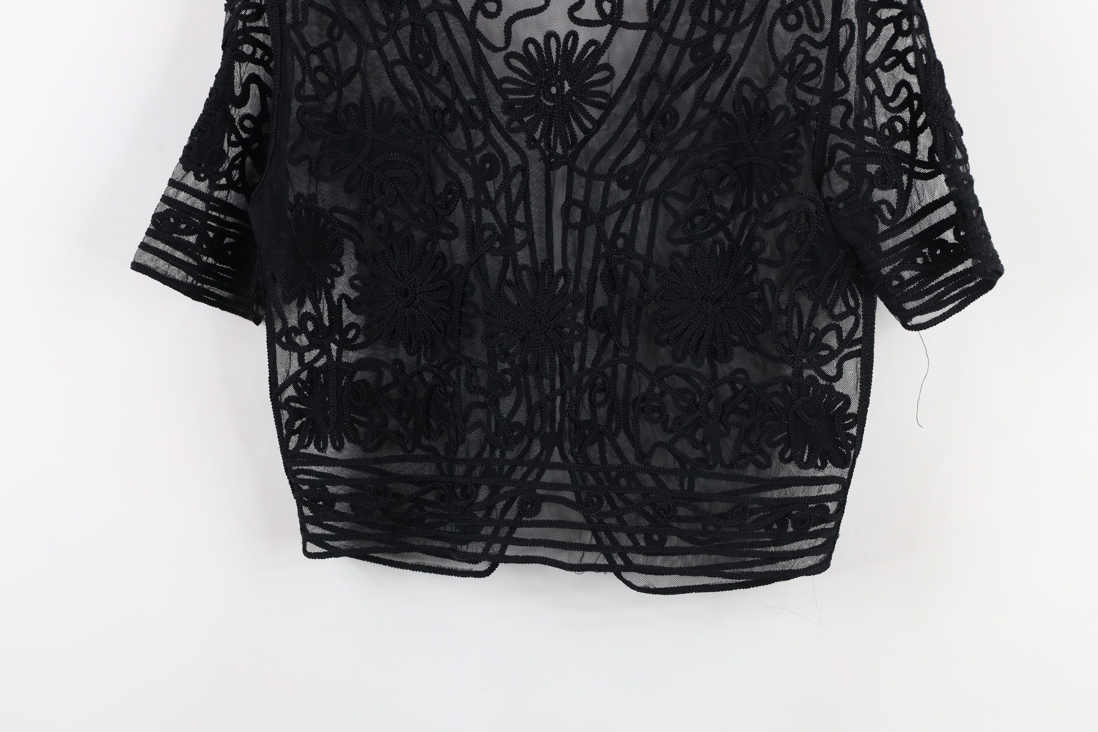 Vintage Vintage 90s Babydoll Lace Flower Cardigan Shirt Black Size S / US 4 / IT 40 - 13 Thumbnail