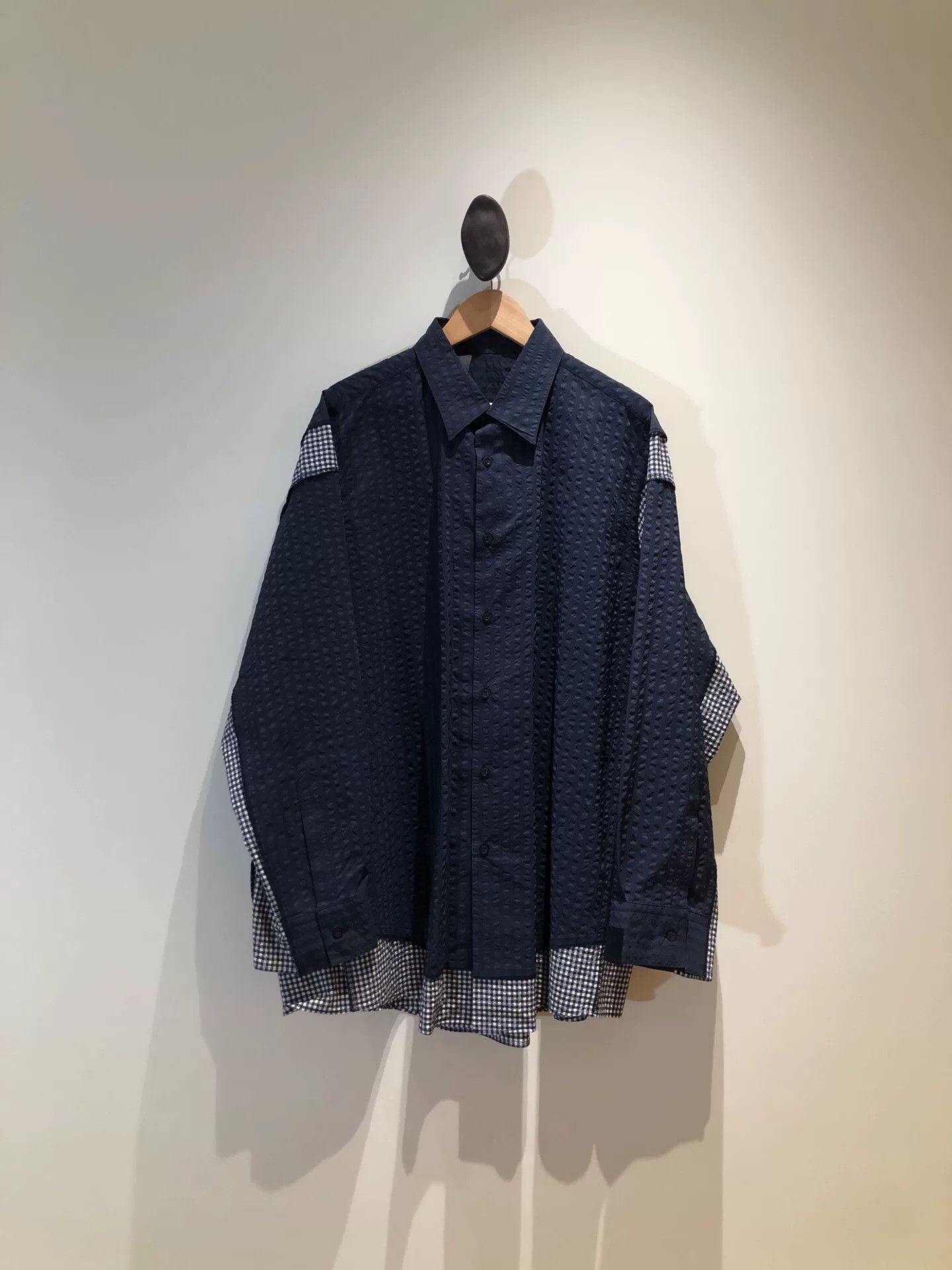 N.Hoolywood N.HOOLYWOOD Seersucker Patchwork Shirt Size US L / EU 52-54 / 3 - 1 Thumbnail