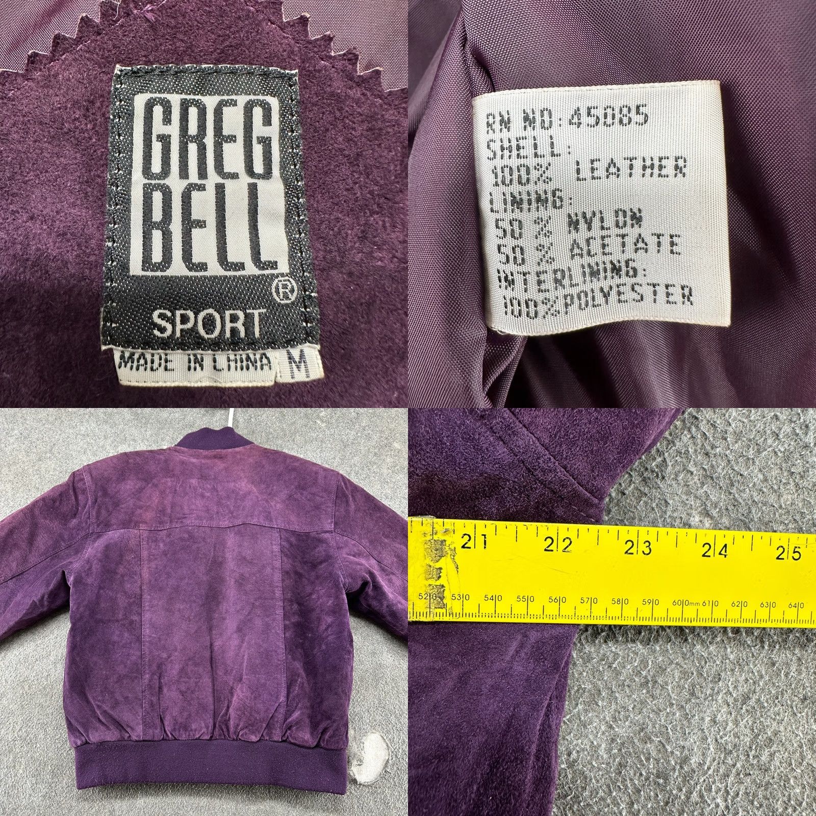 Bell VINTAGE Greg Bell Jacket Womens M Purple Bomber Leather Suede Solid 90s Women Zip Jacket Size M / US 6-8 / IT 42-44 - 8 Thumbnail