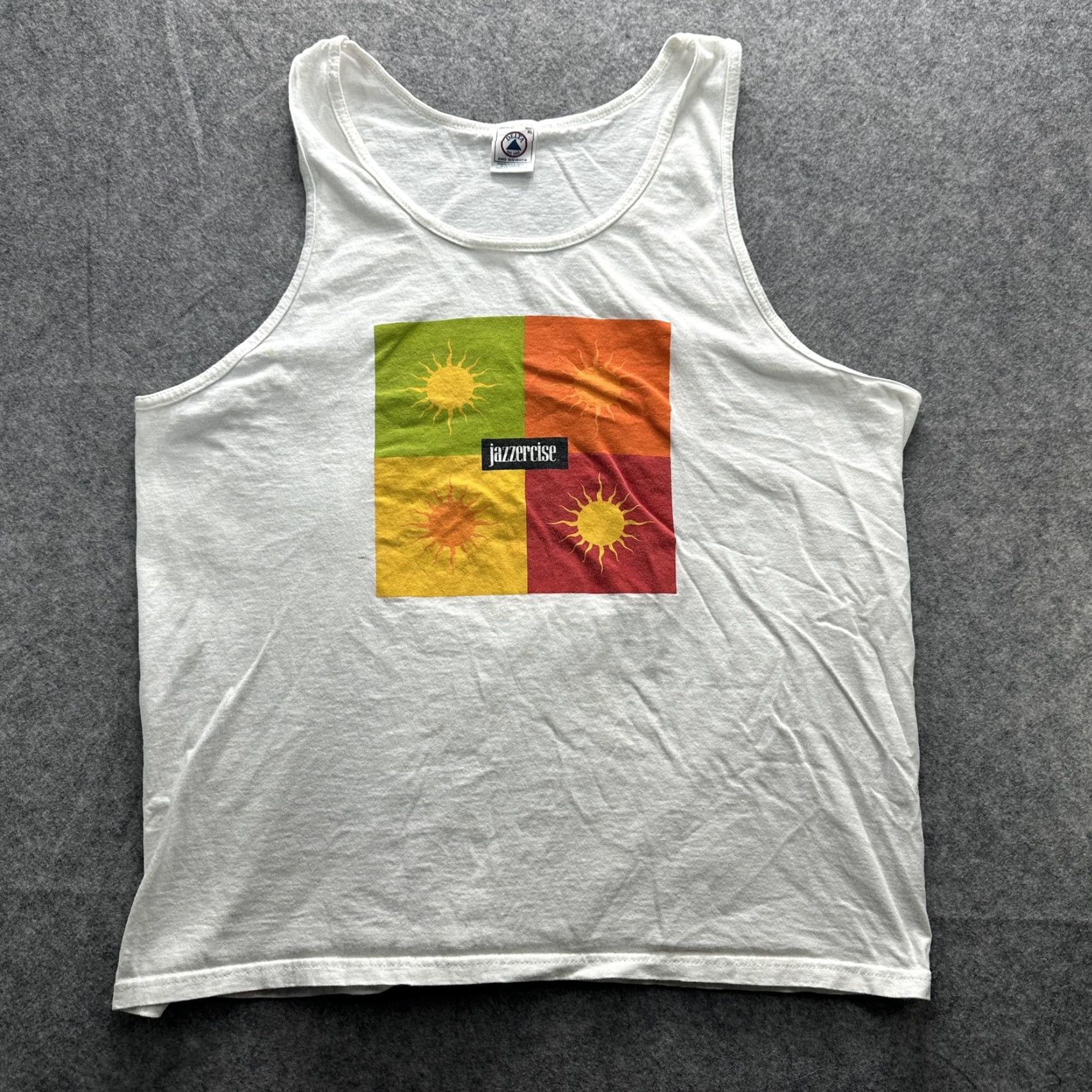 Delta VINTAGE Jazzercise Shirt Mens XL White Tank Top 90s Workout Graphic Fitness y2k Size US XL / EU 56 / 4 - 2 Thumbnail
