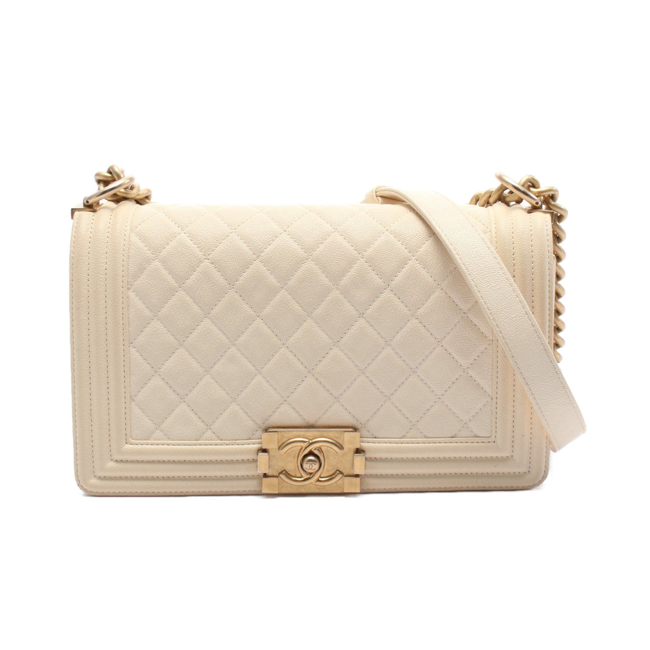 Chanel Chanel Boy Chanel Chain Shoulder Bag Caviar Skin Off White Gold Hardware Size ONE SIZE - 1 Thumbnail