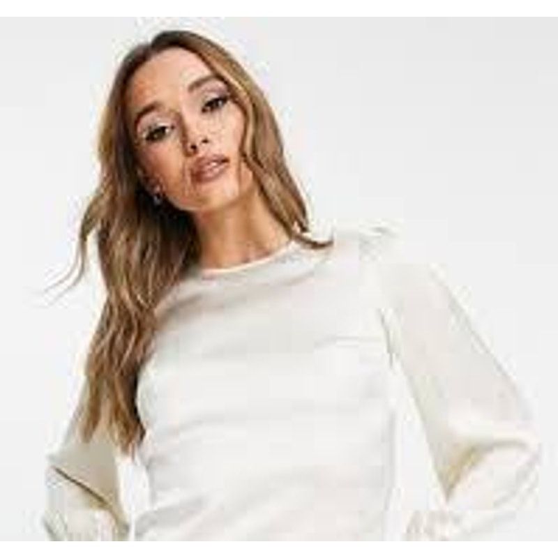 & Other Stories & Other Stories Cream Satin Blouse Cutout Back Tie Size 0 Size XS / US 0-2 / IT 36-38 - 1 Thumbnail