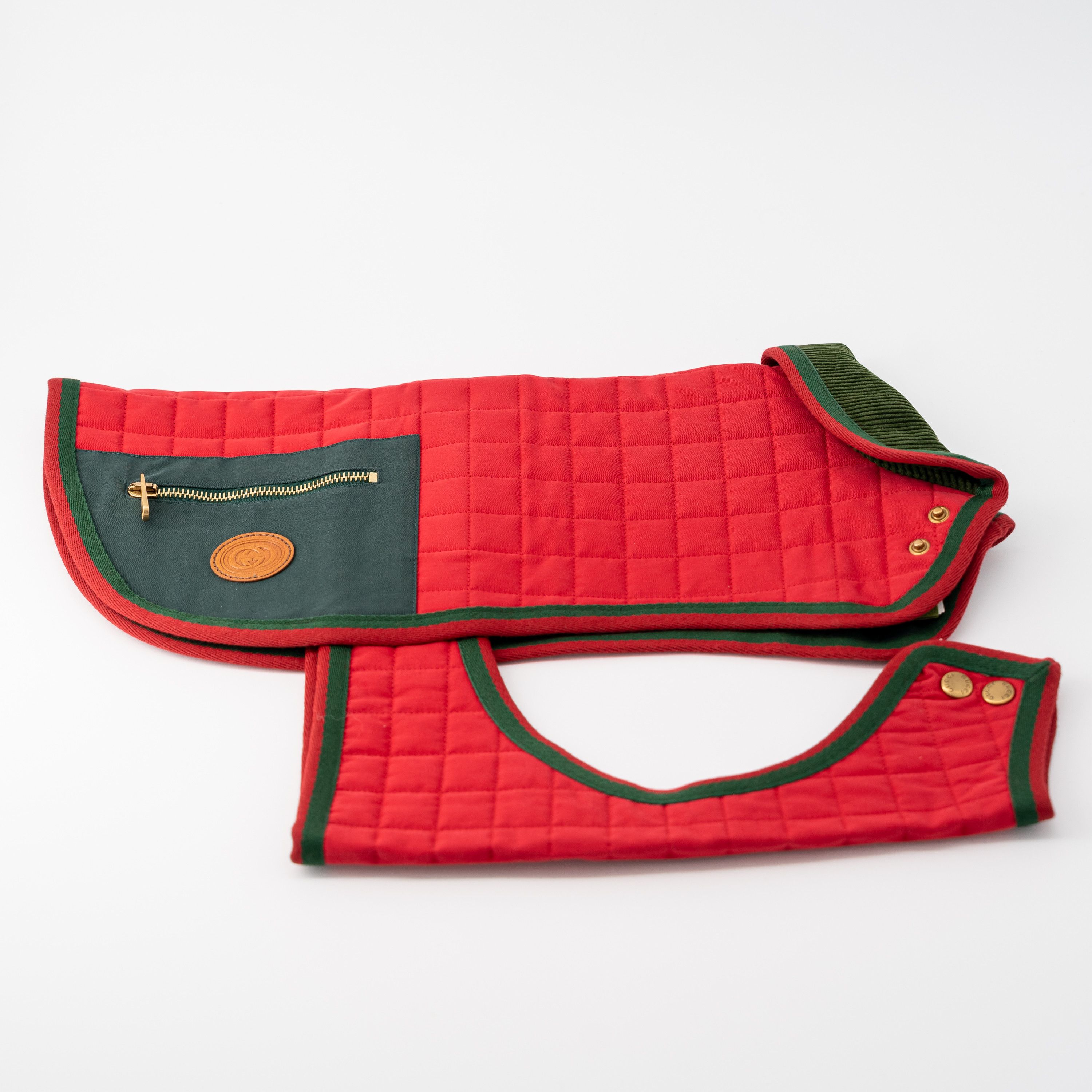 Gucci size M - Gucci Dog Pet Trench Coat GG Red Green Size ONE SIZE - 2 Thumbnail