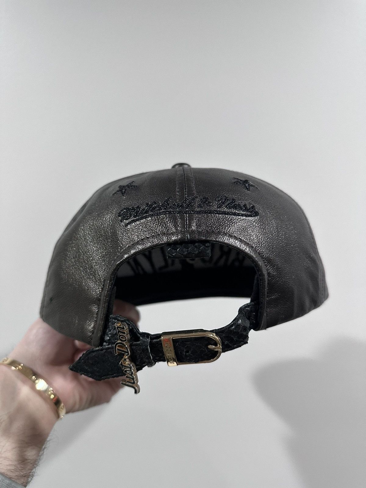 Just Don Just Don Mitchell & Ness NBA Brookyln Nets Black Leather Hat Size ONE SIZE - 11 Thumbnail