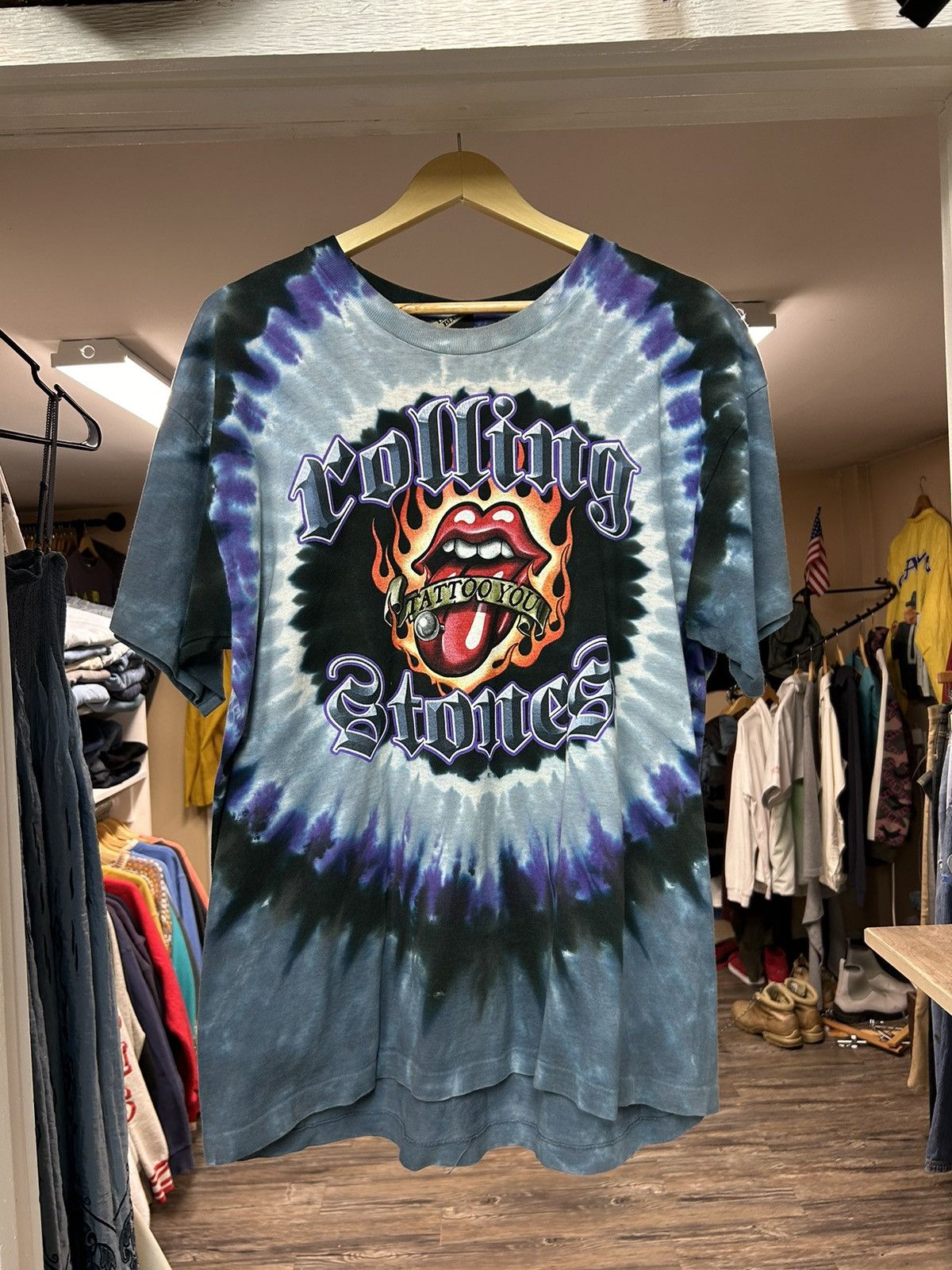 Liquid Blue × Vintage 90s Vintage Rolling Stones Tie-Dye T