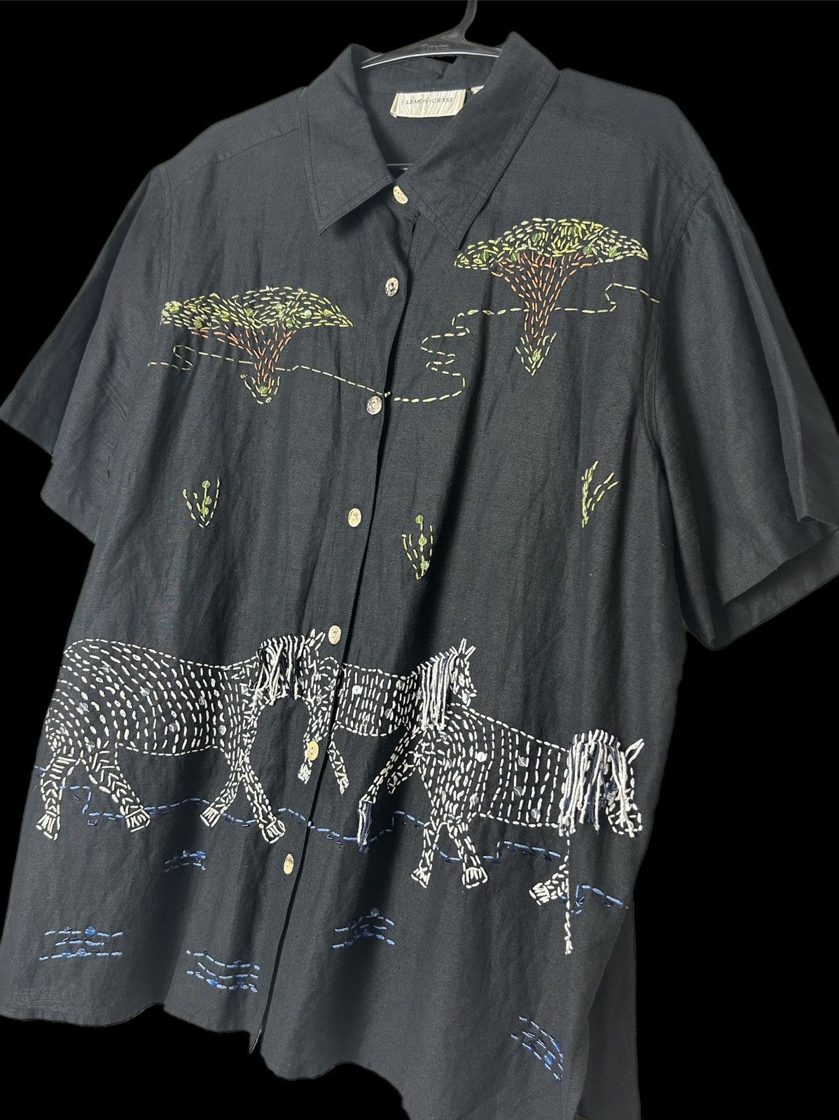 Japanese Brand Lemon Grass Hand Stitched Zebra Shirt Size US L / EU 52-54 / 3 - 4 Thumbnail