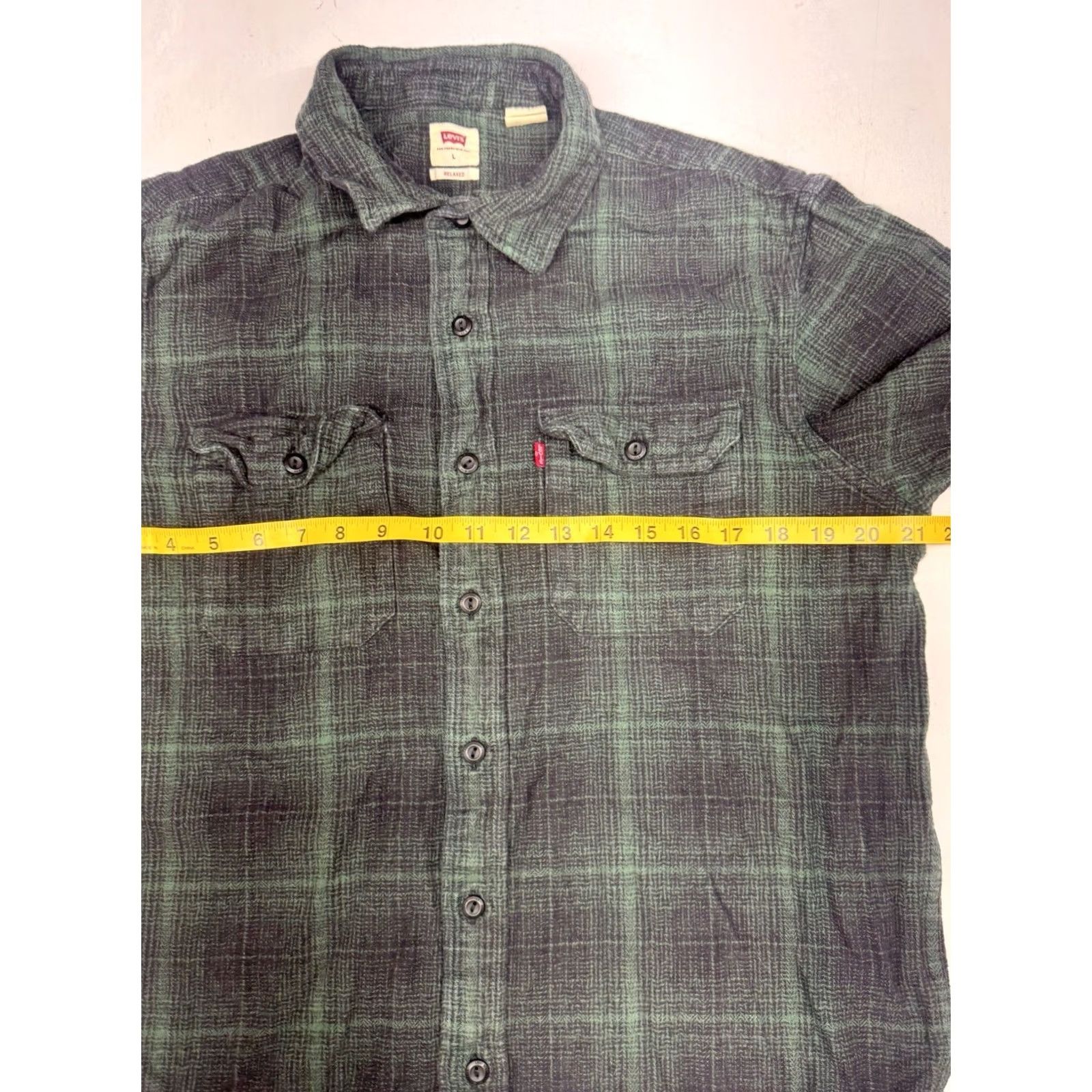 Levi's Levi's Classic Worker Flannel Overshirt Plaid Green Blue Relaxed Fit Mens Large Size US L / EU 52-54 / 3 - 3 Thumbnail