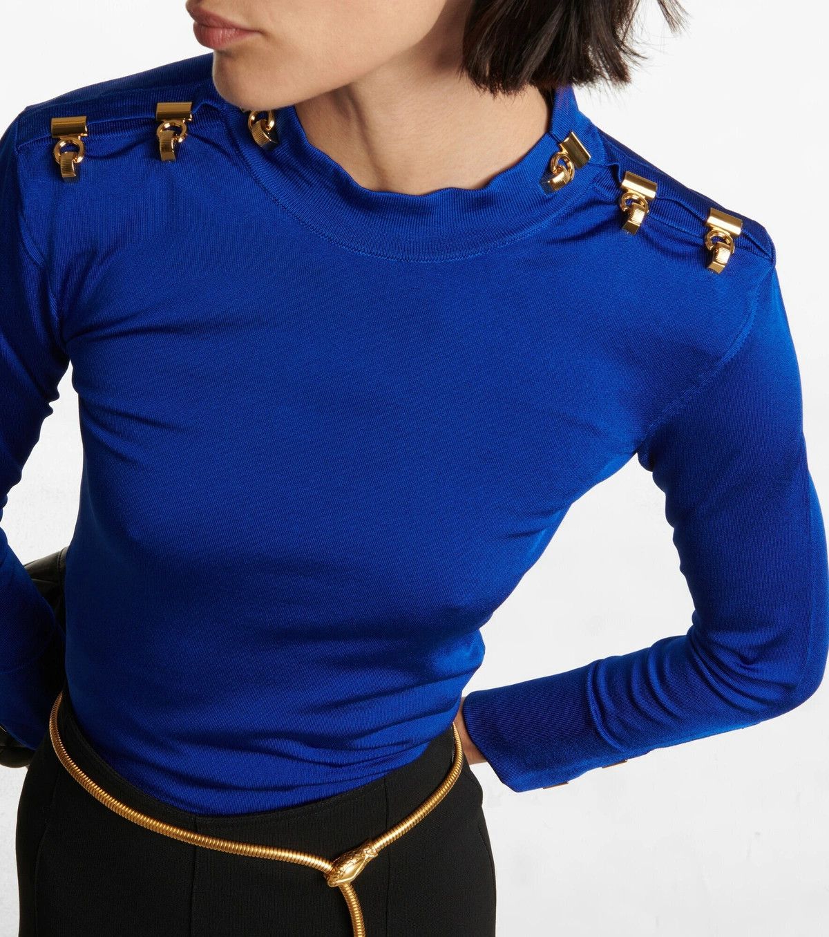 Saint Laurent Paris o1y0126 Sweater in Bright Blue Size M / US 6-8 / IT 42-44 - 2 Thumbnail