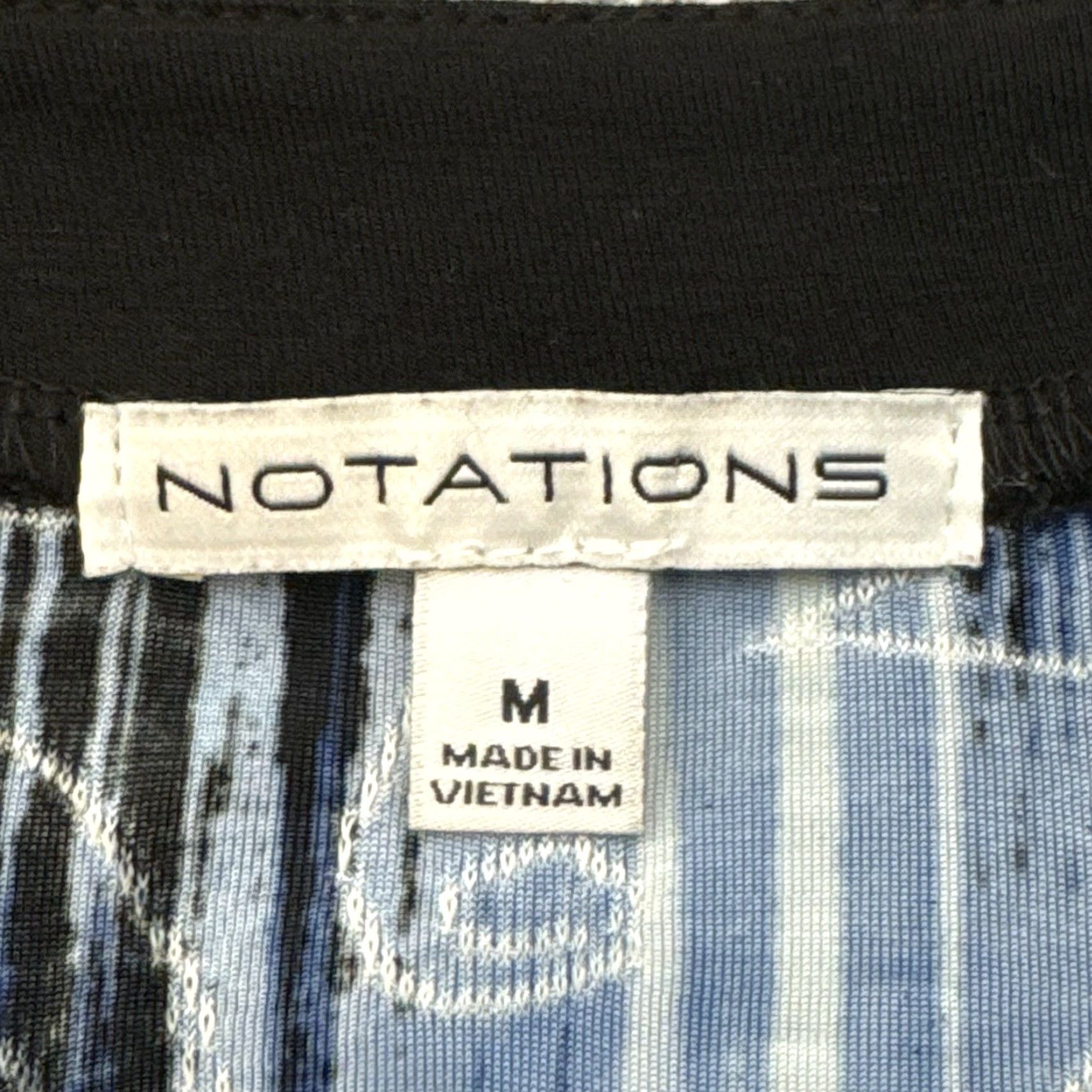 Vintage Notations Blouse Medium Retro Y2K Ombré Office Chic Embroidered Swirls Elegant Shirt Women M Blue Size M / US 6-8 / IT 42-44 - 4 Thumbnail