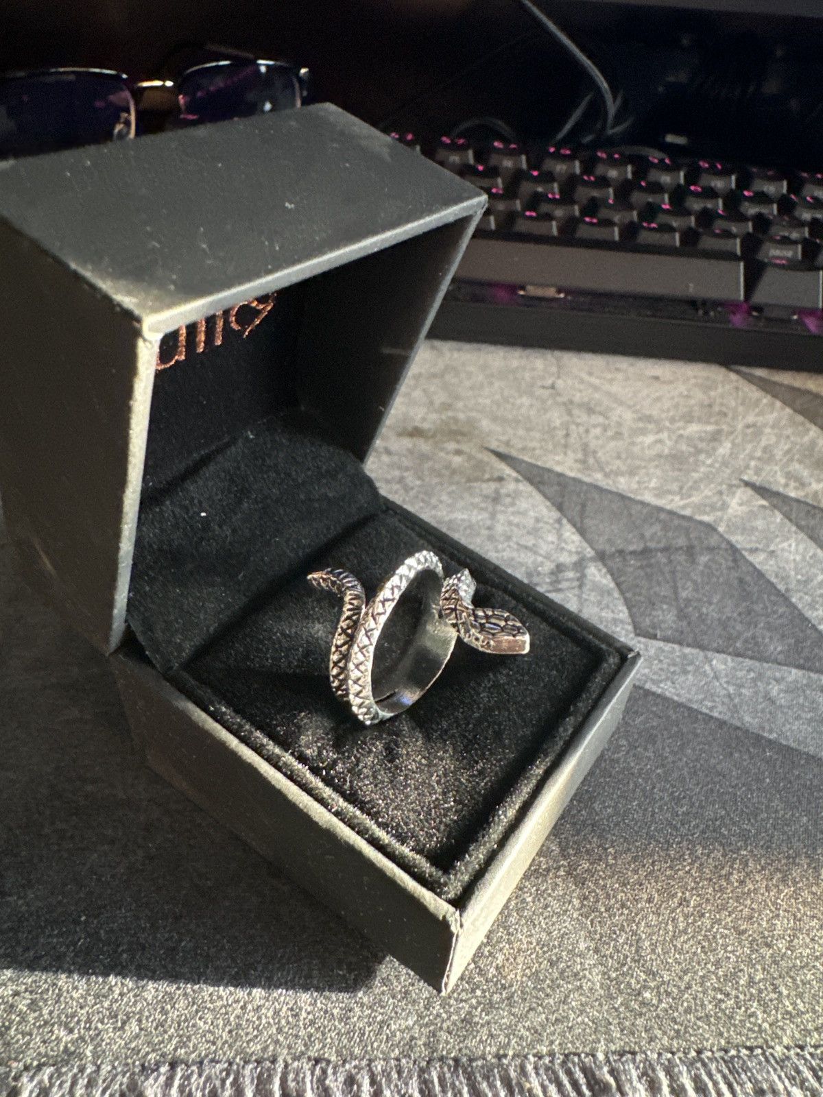 Jewelry × Vintage Sterling steel goth silver snake ring Size ONE SIZE - 1 Thumbnail