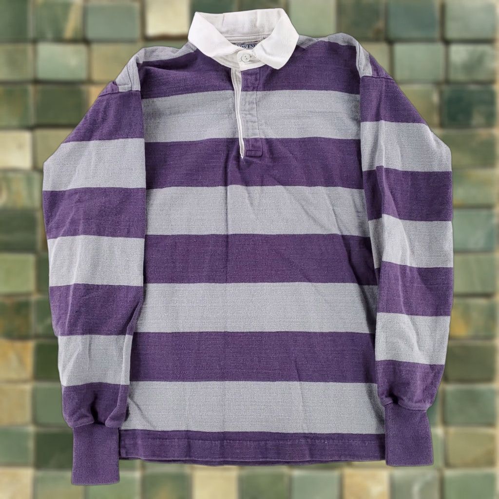 Lands' End Lands' End VTG Rugby Jersey Purple Gray Long Sleeve Polo Shirt Mens M Size US M / EU 48-50 / 2 - 1 Thumbnail