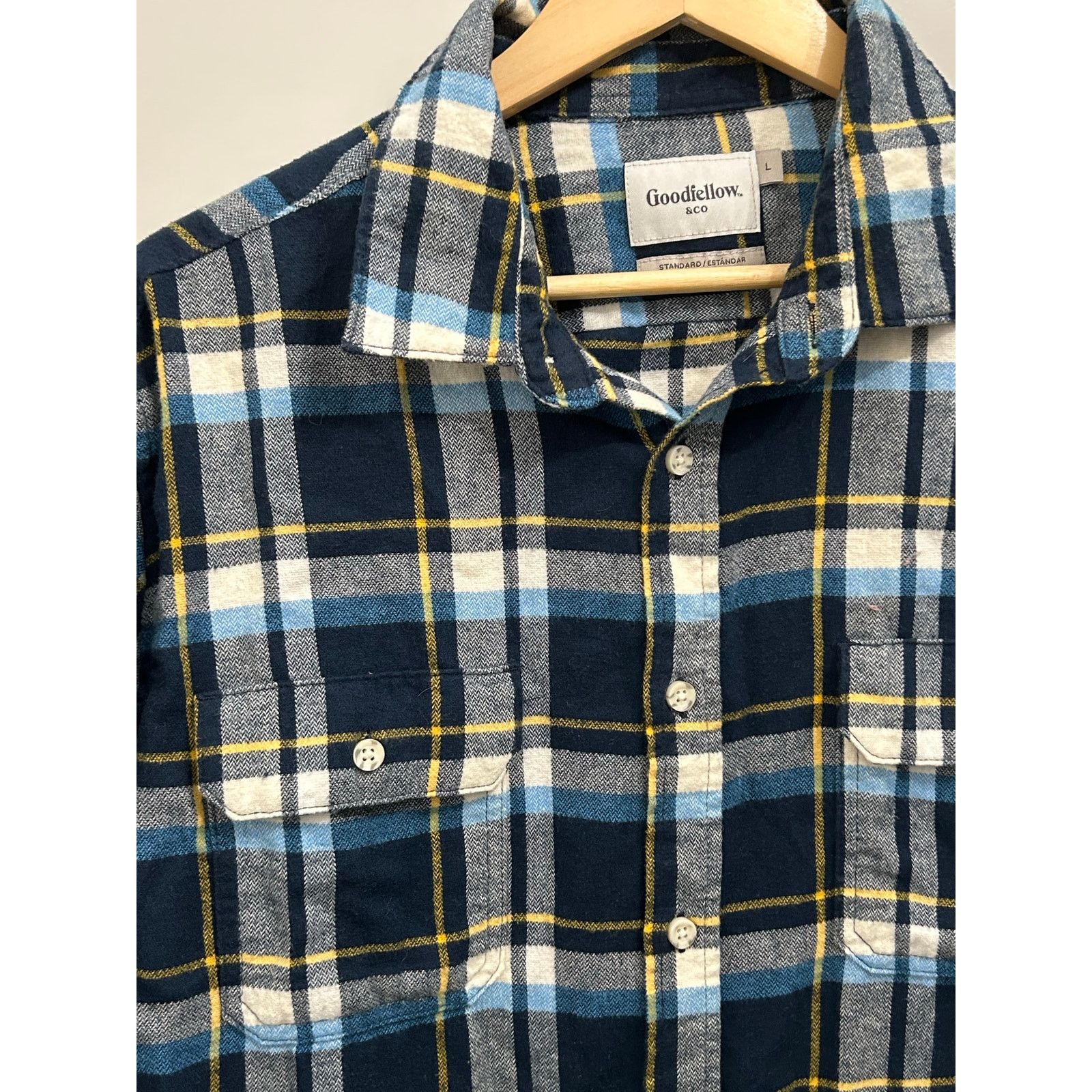 Other Goodfellow Co Mens Large Blue Yellow Plaid Flannel Shirt Size US L / EU 52-54 / 3 - 2 Thumbnail