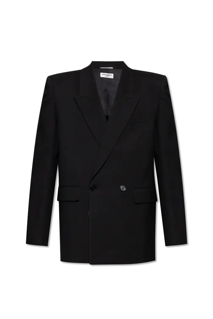 Saint Laurent Paris o1bcso1str1124 Oversized Jacket in Wool Gabardine in Black Size US S / EU 44-46 / 1 - 1 Thumbnail