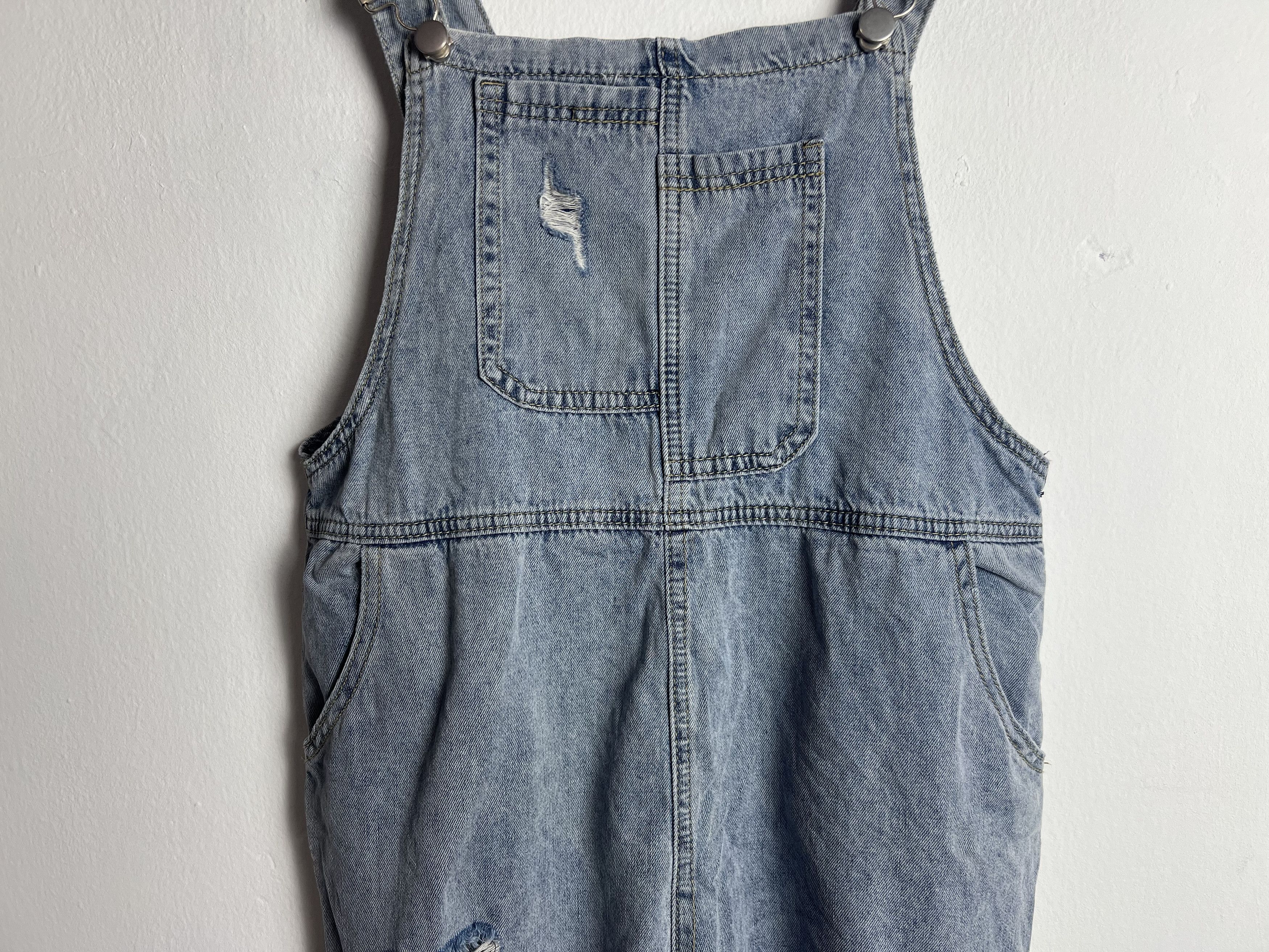If Six Was Nine 5u Shops Light Wash Distressed Denim Overalls Size US 35 - 4 Thumbnail
