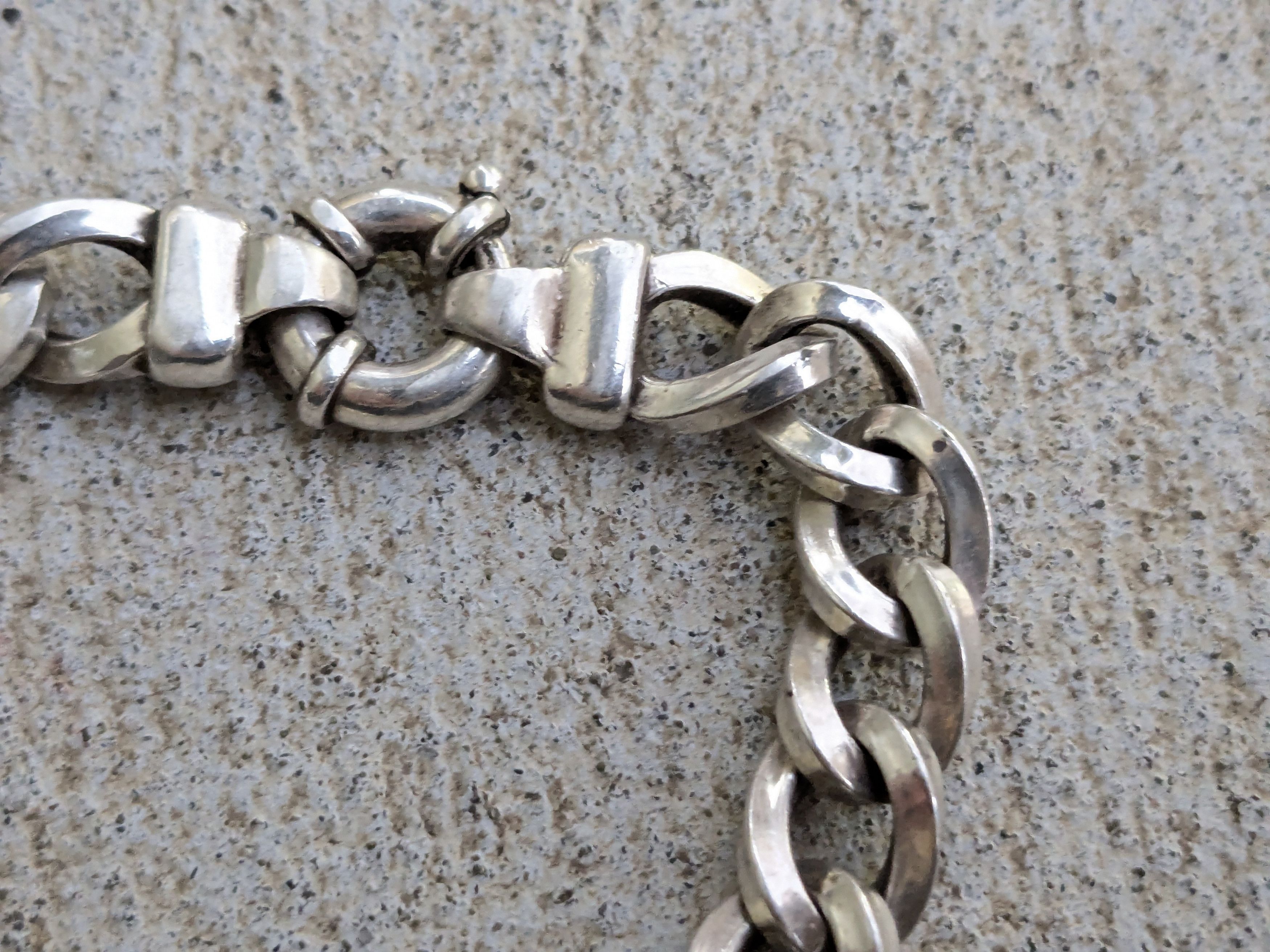 Vintage Vintage Sterling Silver Bracelet Curb Hollow Puffy 8" Italy Size ONE SIZE - 7 Thumbnail