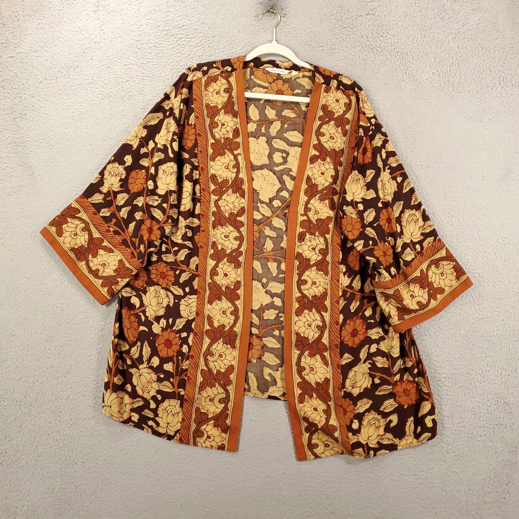 Soft Surroundings Soft Surroundings Cardigan Adult 1X Brown Floral Open Front Lightweight Flowy Bohemian Womens Size XL / US 12-14 / IT 48-50 - 2 Thumbnail