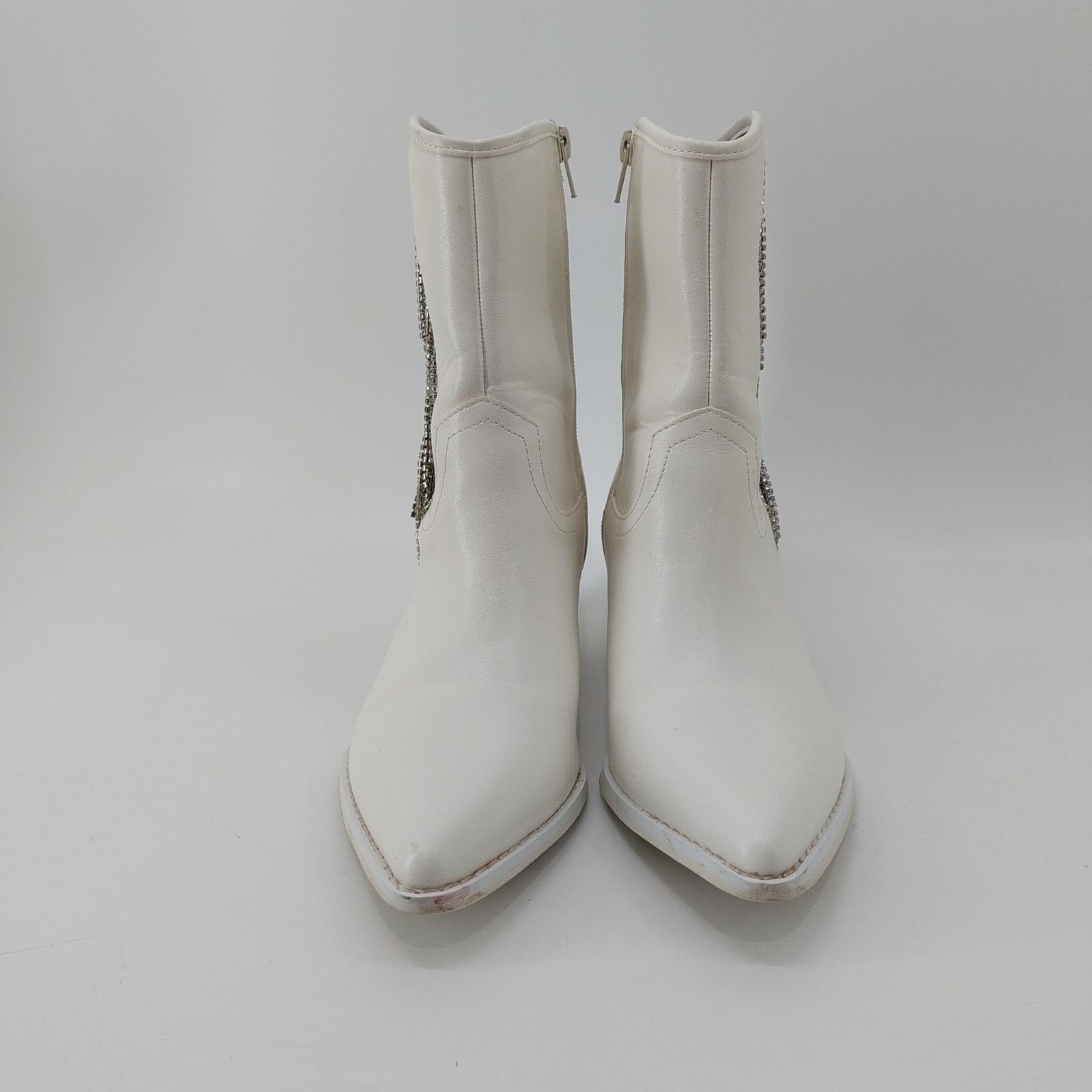 Other Altar'd State White Western Boot Rhinestone Fringe Ankle 8 Size US 8 / IT 38 - 2 Thumbnail