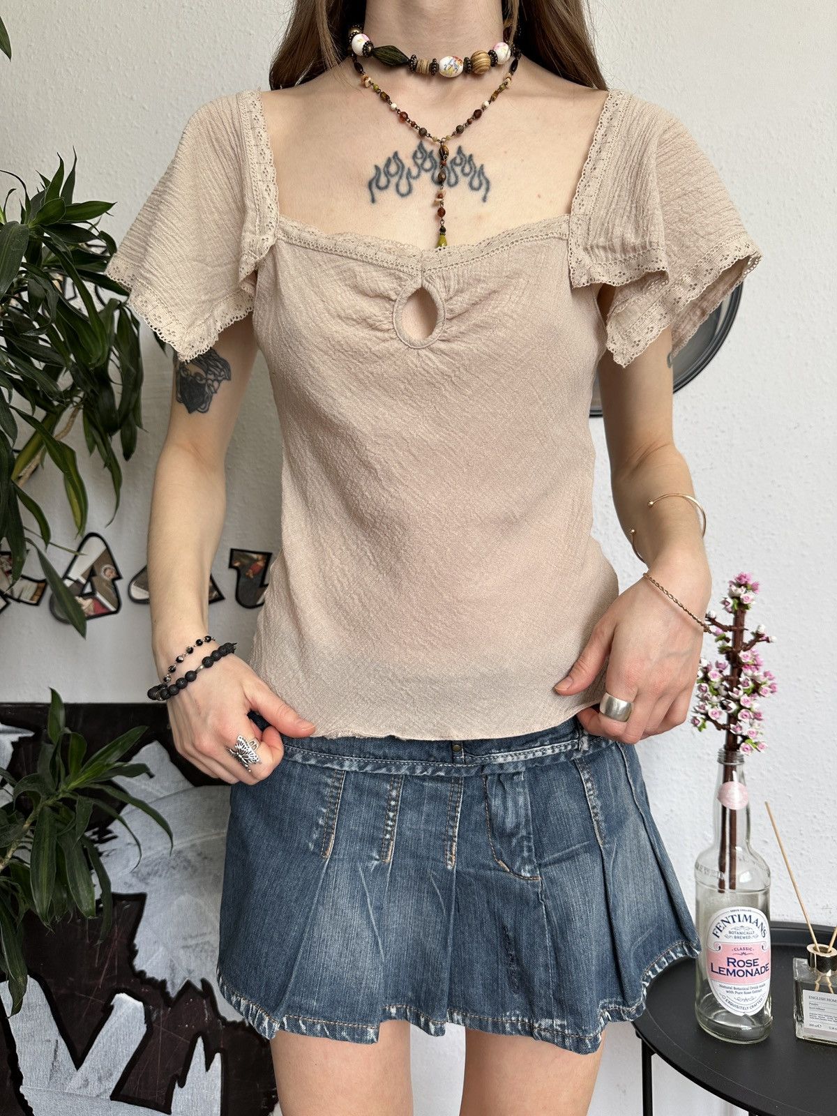 Vintage Textured Cute Western Boho Lace Trim Blouse Size M / US 6-8 / IT 42-44 - 7 Thumbnail