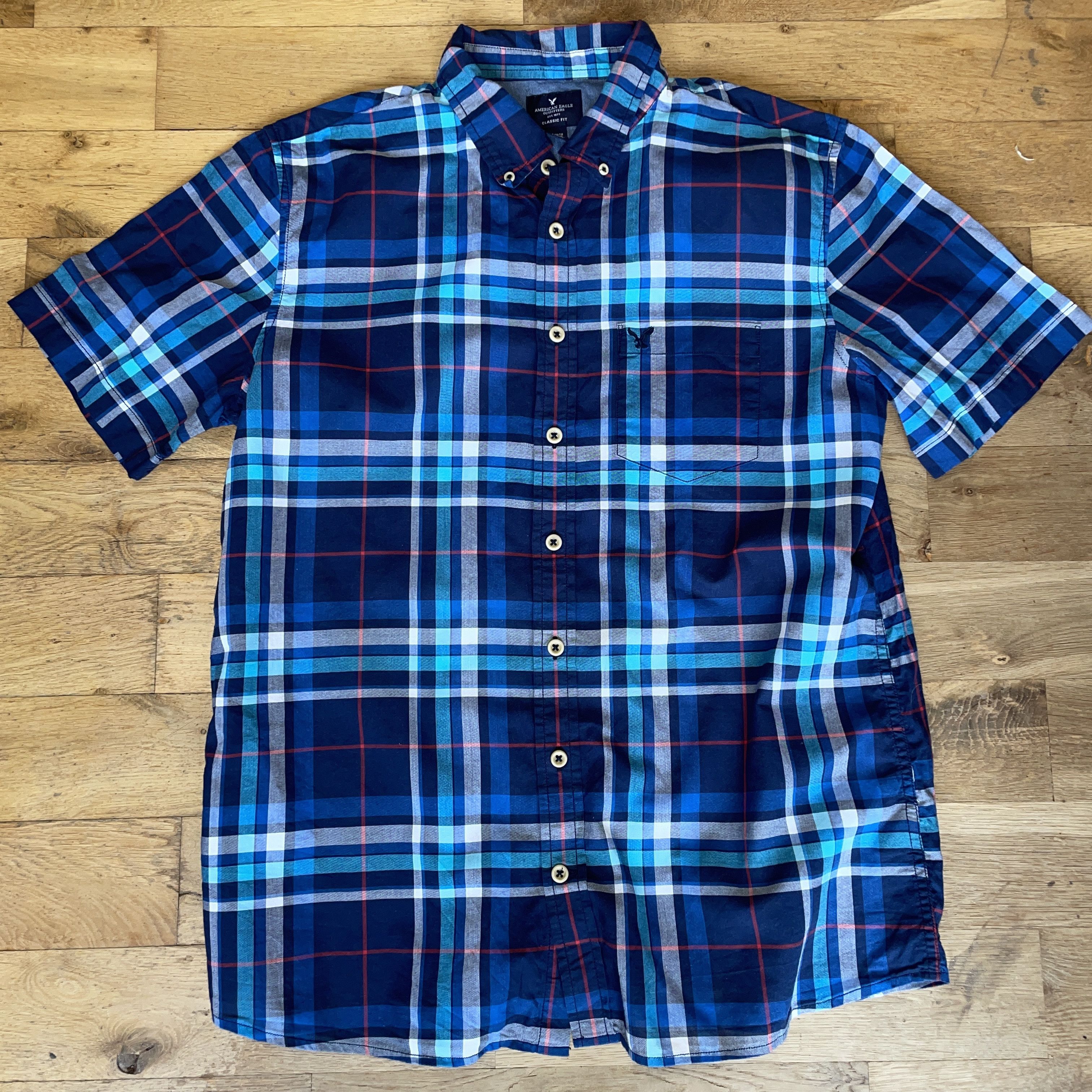 American Eagle Outfitters American Eagle Men's Fashion Checkered Cotton Shirt Size Lt Size US L / EU 52-54 / 3 - 1 Thumbnail