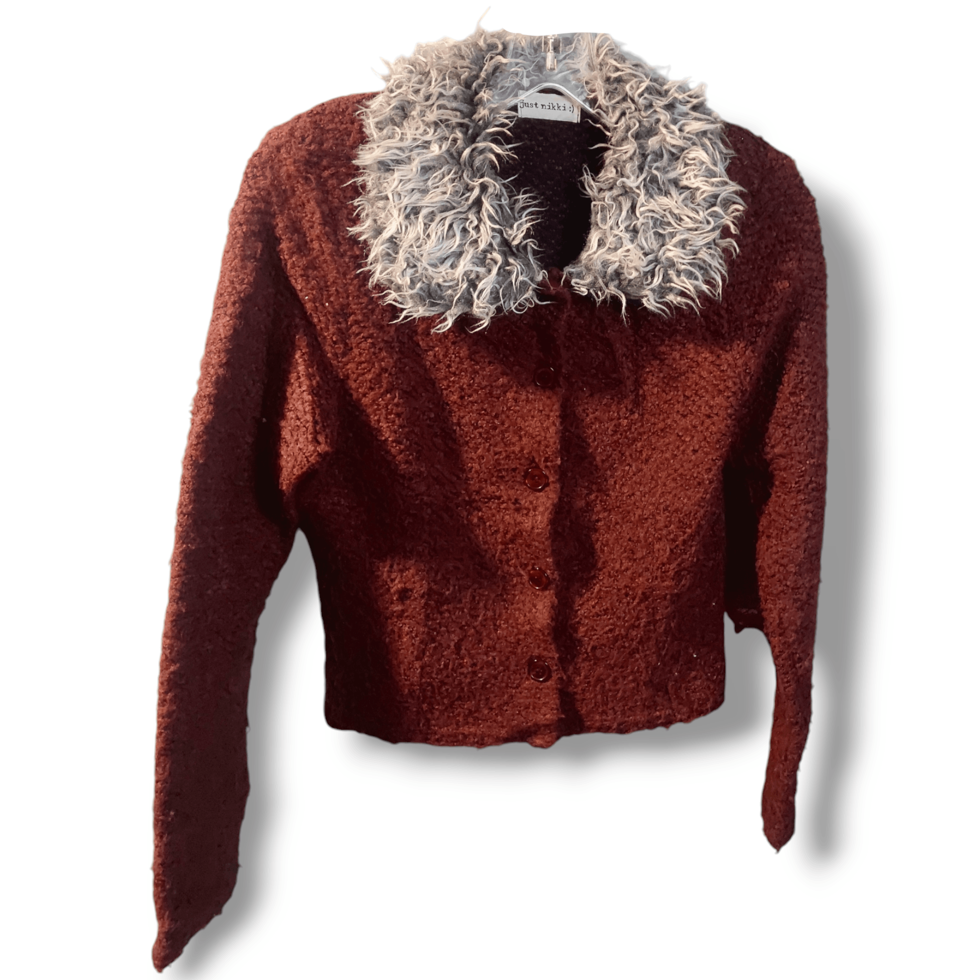 Vintage Just Nikki :) Vintage 90's Burgundy Textured Cardigan Size L / US 10 / IT 46 - 3 Thumbnail