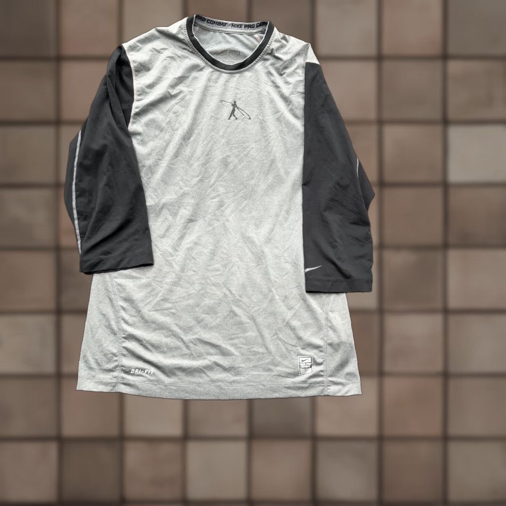 Nike Nike Pro Combat Shirt Mens Medium Gray Black Dri-FIT Long Sleeve Athletic Fitted Size US M / EU 48-50 / 2 - 1 Thumbnail