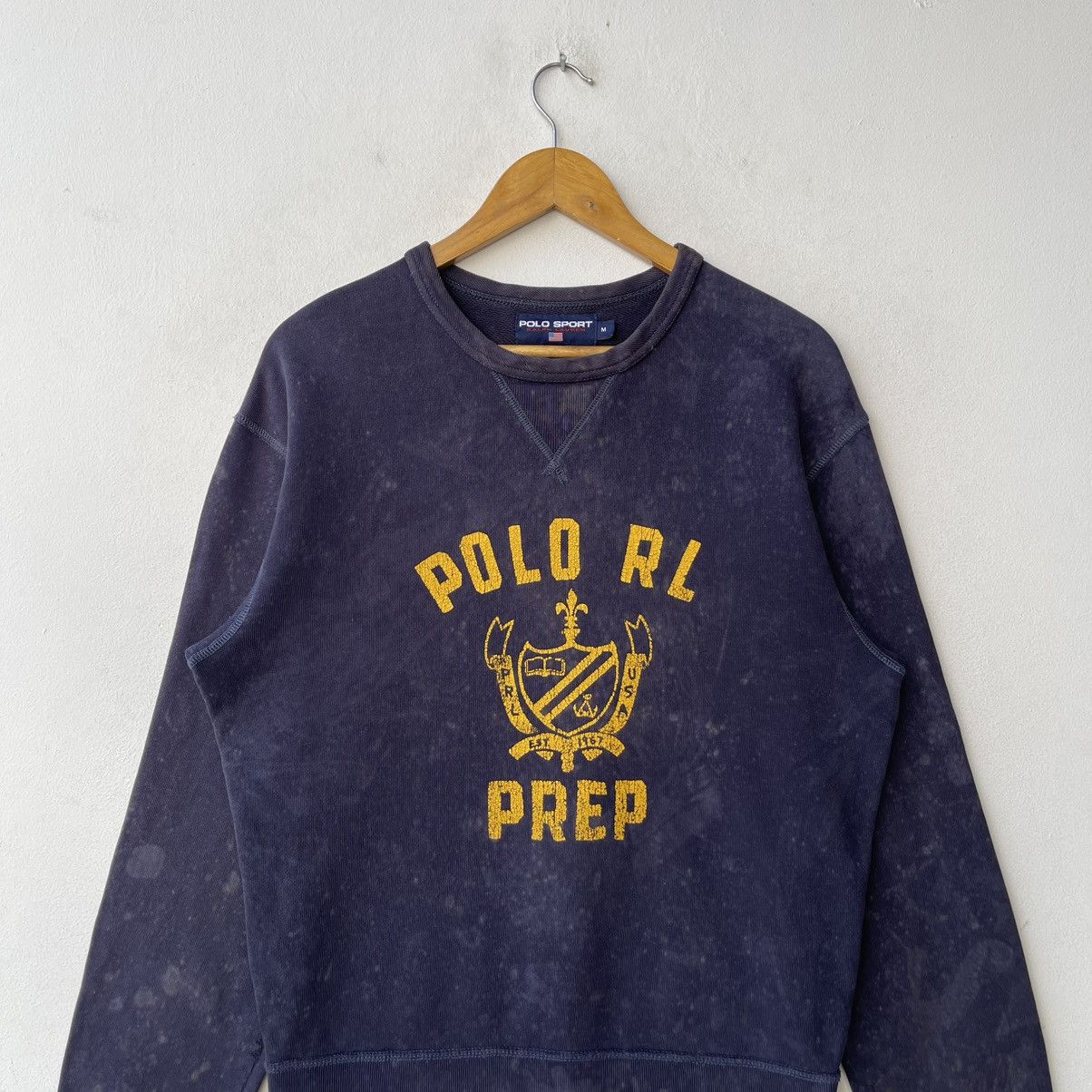 Polo Ralph Lauren Trashed Vintage Polo Sport RL Prep Shield Crest Sweatshirt Size US M / EU 48-50 / 2 - 3 Thumbnail
