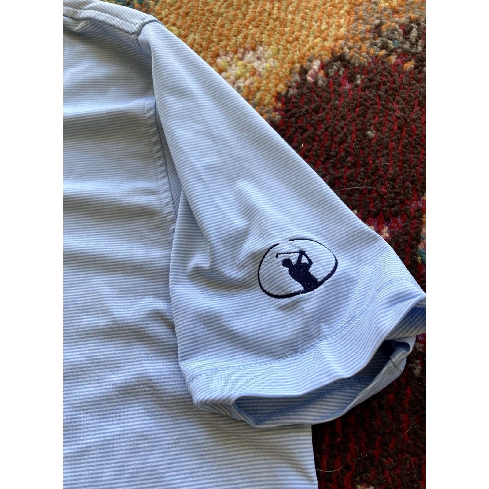 Peter Millar Peter Millar Summer Comfort Polo Shirt Mens Medium Blue Striped Logo Embroidered Golf Activewear Casual Travel Short Sleeve Polo Club Mens Size US M / EU 48-50 / 2 - 6 Thumbnail