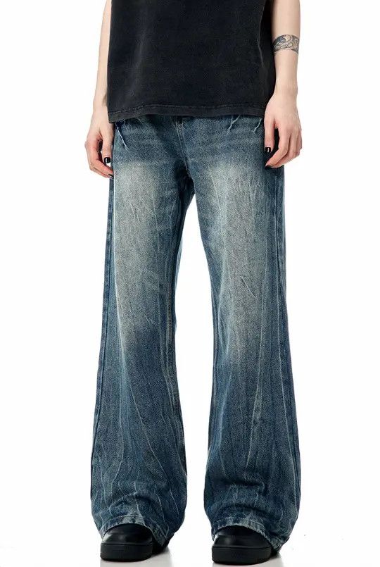 Japanese Brand Vintage heavy washed lightning crack cleanfit straight jeans Size US 32 / EU 48 - 5 Thumbnail