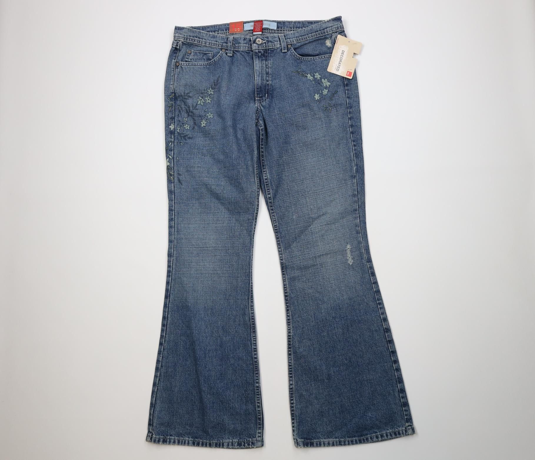 Vintage Deadstock Vintage Y2K 2005 Mossimo Flower Wide Leg Jeans Size 36" / US 14 / IT 50 - 1 Thumbnail
