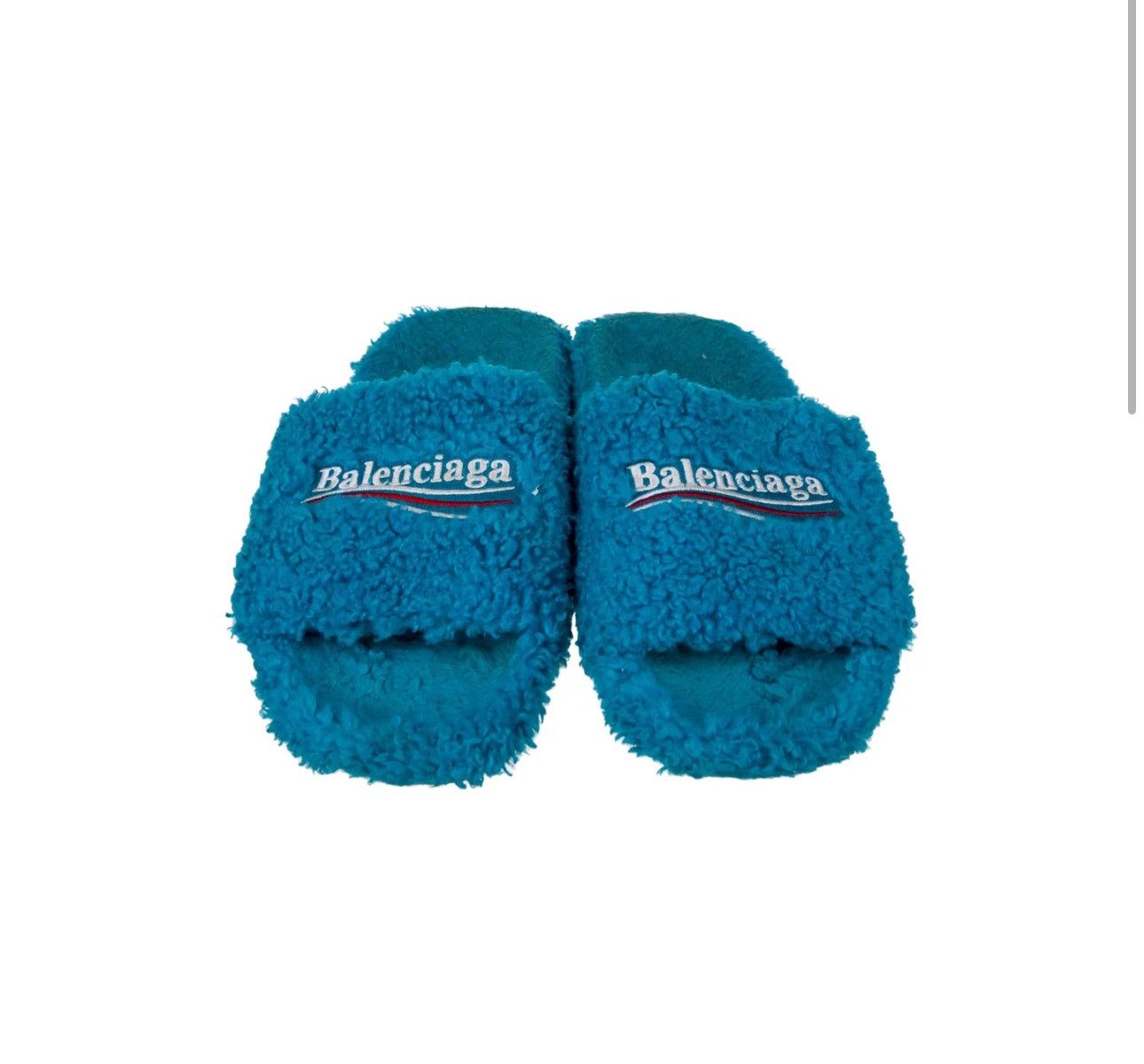 Balenciaga Furry Fur Slide Sandals in Blue Size US 9 / EU 42 - 1 Thumbnail