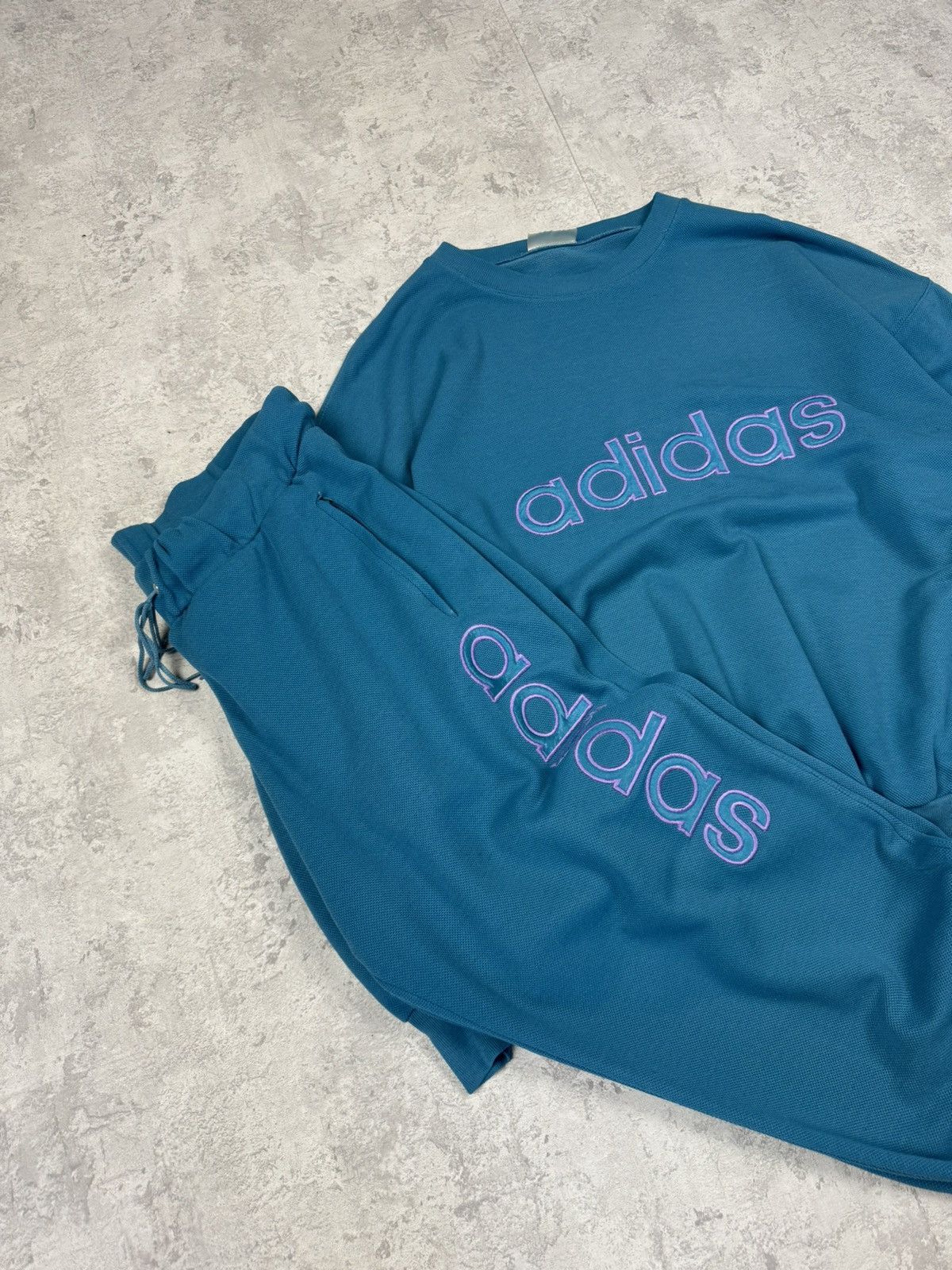 Adidas Vintage 90s RARE Men's ADIDAS Big Logo Blue Tracksuit Size L Size US L / EU 52-54 / 3 - 2 Thumbnail