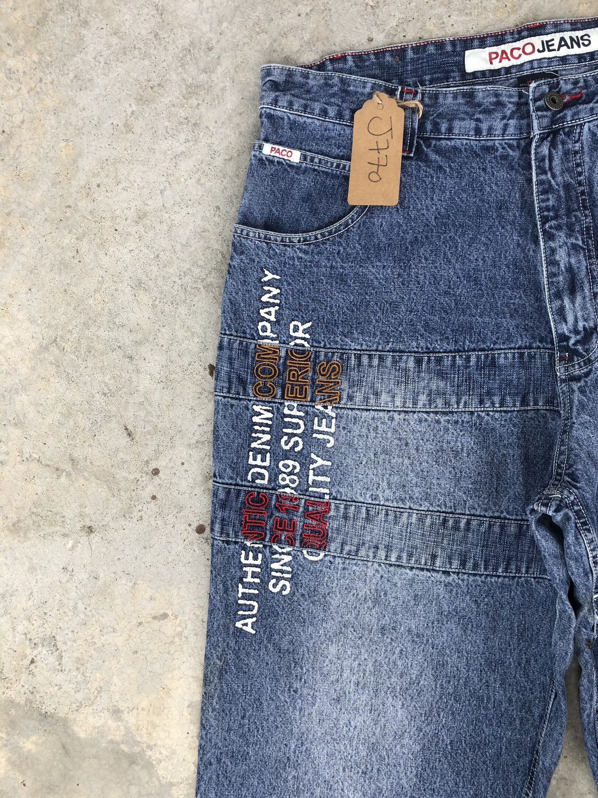Japanese Brand Vintage Paco Embroidered Jeans Baggy Jeans Hip Hop Size US 36 / EU 52 - 4 Thumbnail