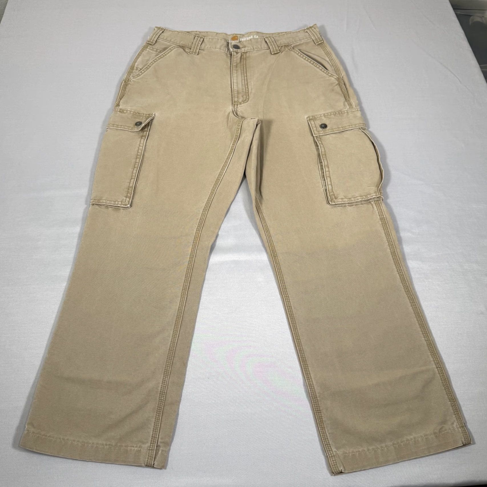 Carhartt Carhartt Pants Mens 34x30 Beige Canvas Cargo Relaxed Fit Utility Workwear 100272 Size US 34 / EU 50 - 2 Thumbnail