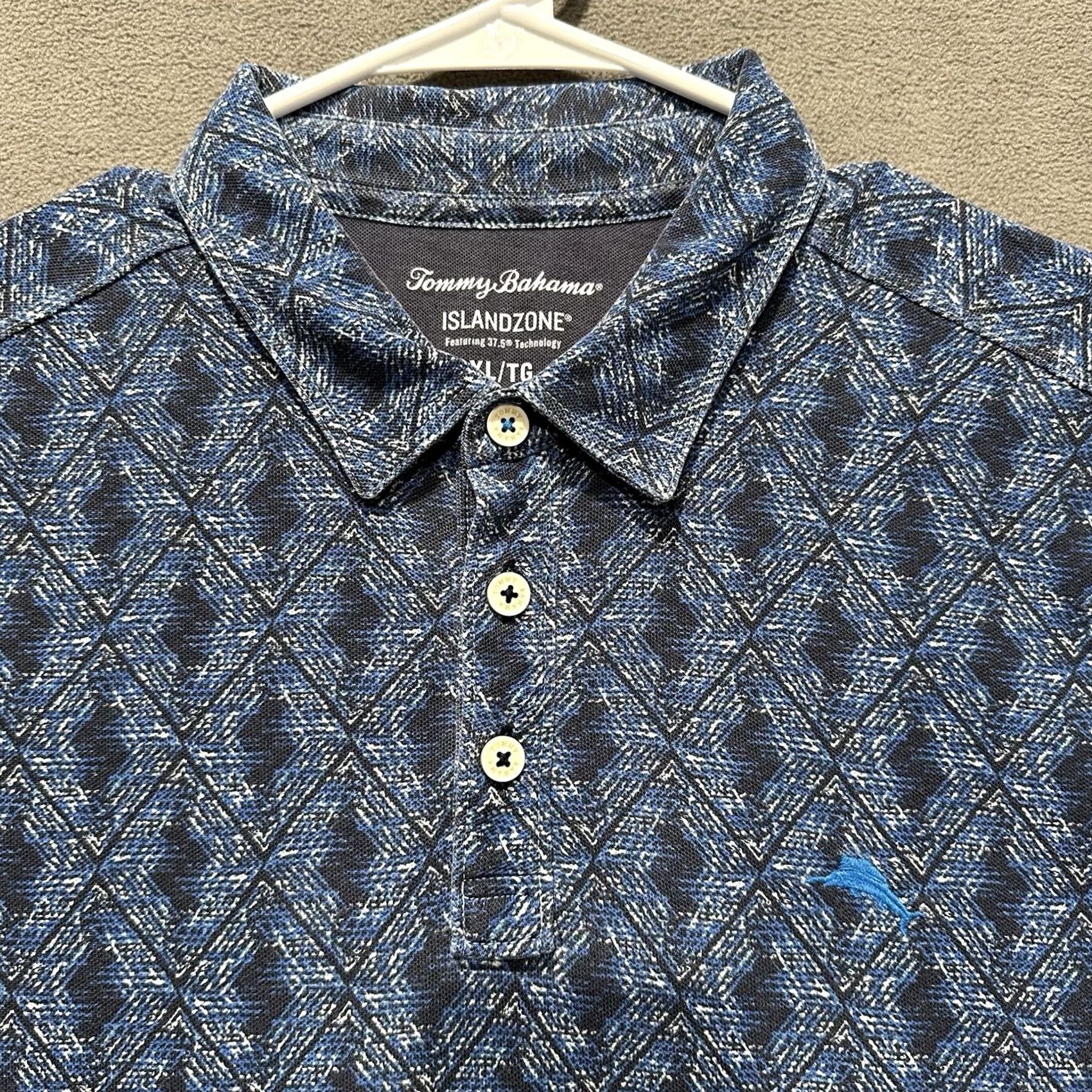 Tommy Bahama Tommy Bahama Island Zone Polo Shirt Mens XL Blue Geometric Print Beach 37.5 Tech Size US XL / EU 56 / 4 - 3 Thumbnail