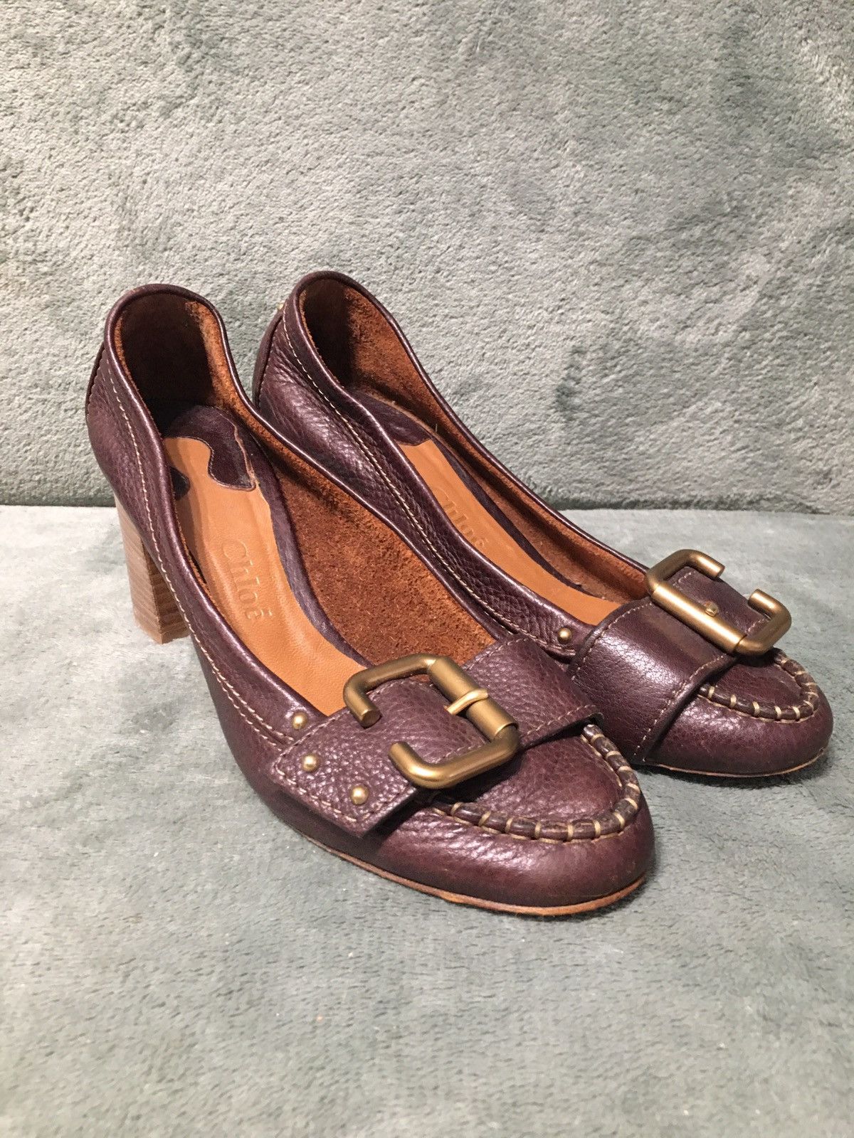 Chloe CHLOE Leather Brown Buckle Heels Pumps EU 38 Size US 8 / IT 38 - 1 Thumbnail