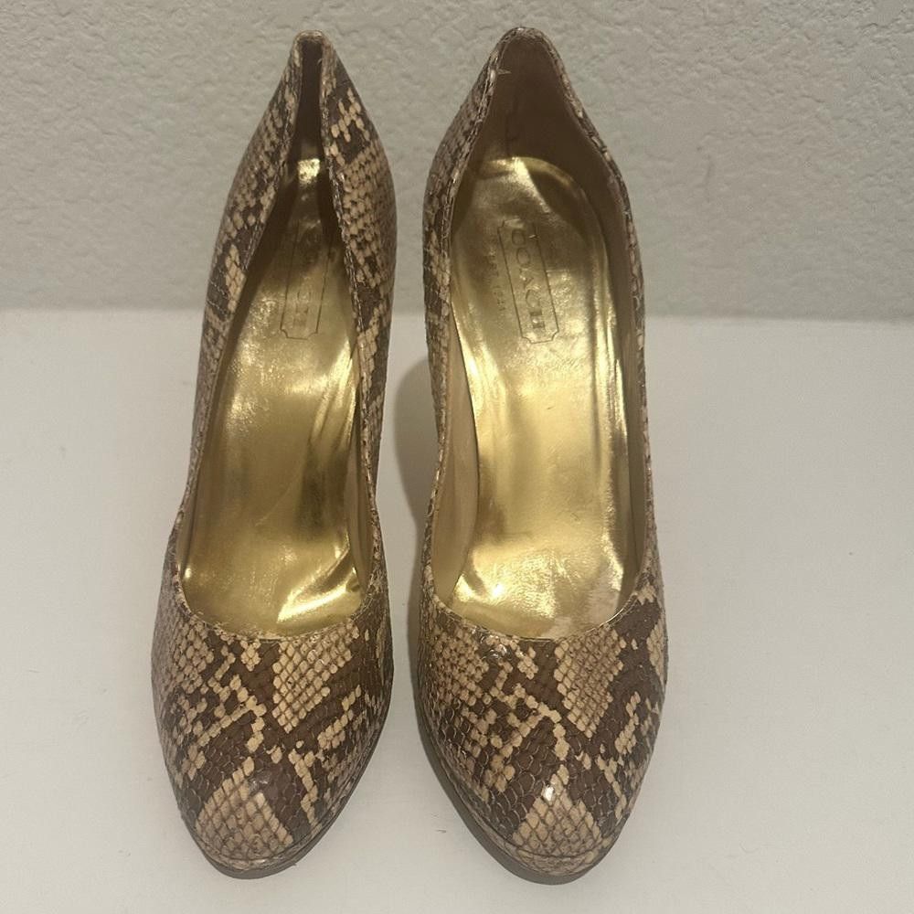 Coach COACH Chelsey Snake-Embossed Leather Round Toe Pumps Heels 9 Size US 9 / IT 39 - 2 Thumbnail