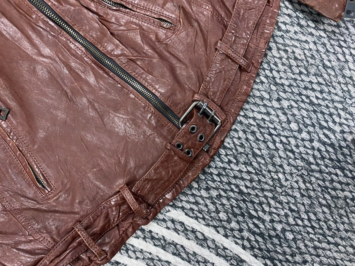 Japanese Brand Vtg Style Distressed Brown Biker Style Belted Leather Jacket Size US S / EU 44-46 / 1 - 9 Thumbnail