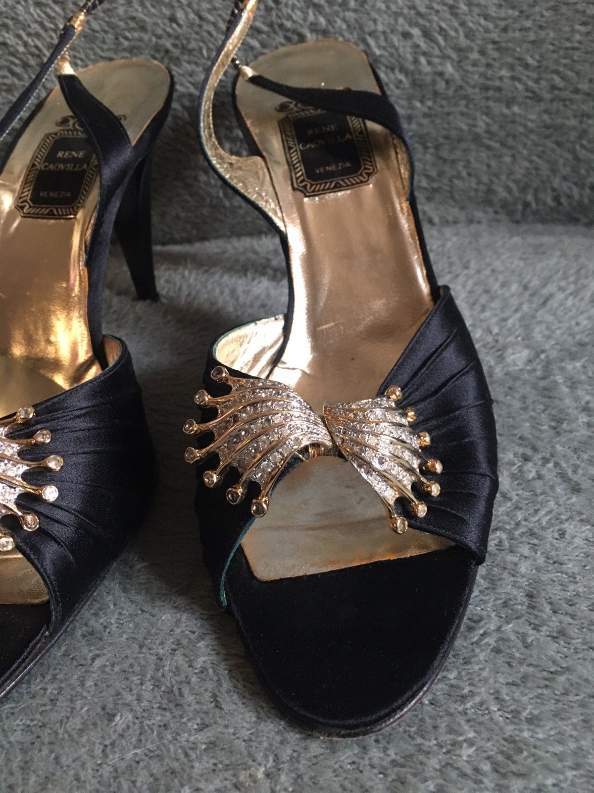 Rene Caovilla Rene Caovilla Jeweled Vintage Satin Slingback Heels EU 39.5 Size US 9.5 / IT 39.5 - 4 Thumbnail