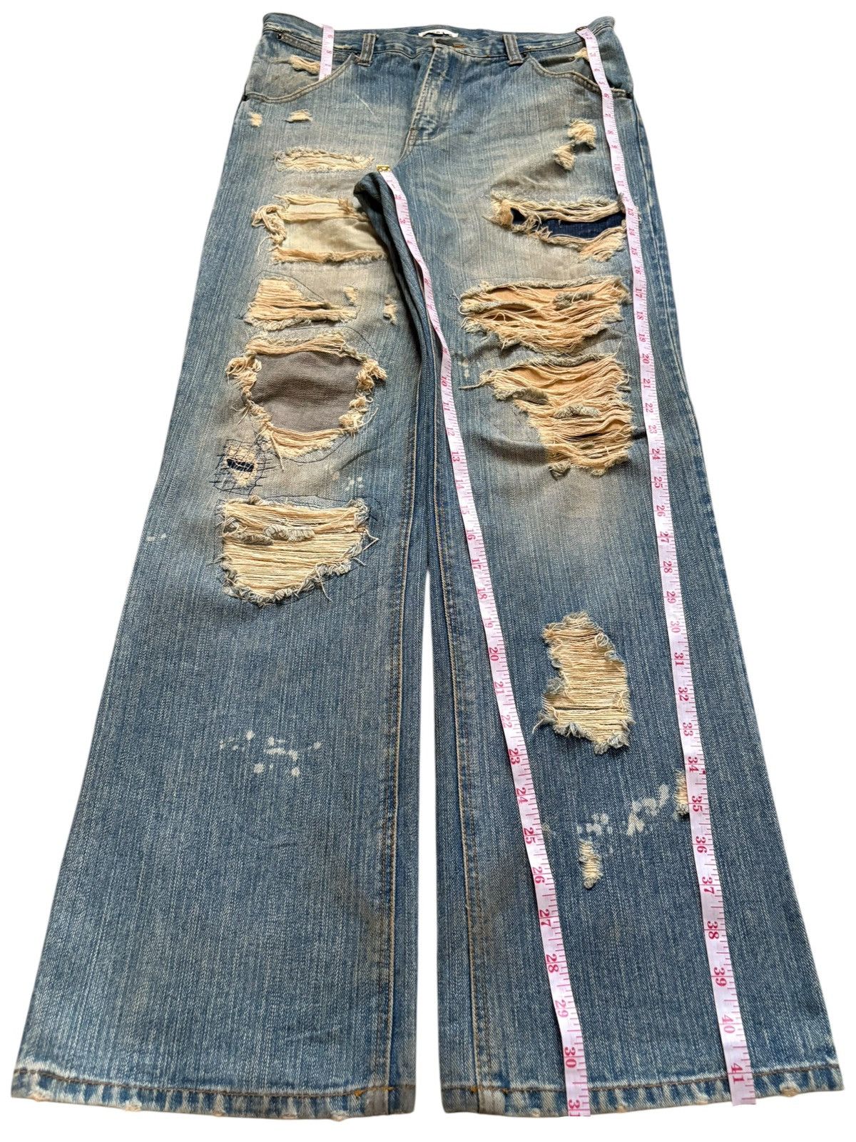 Japanese Brand Vintage Japanese Brand Bleach Rusty Mud Wash Rip Baggy Jean Size US 31 - 13 Thumbnail